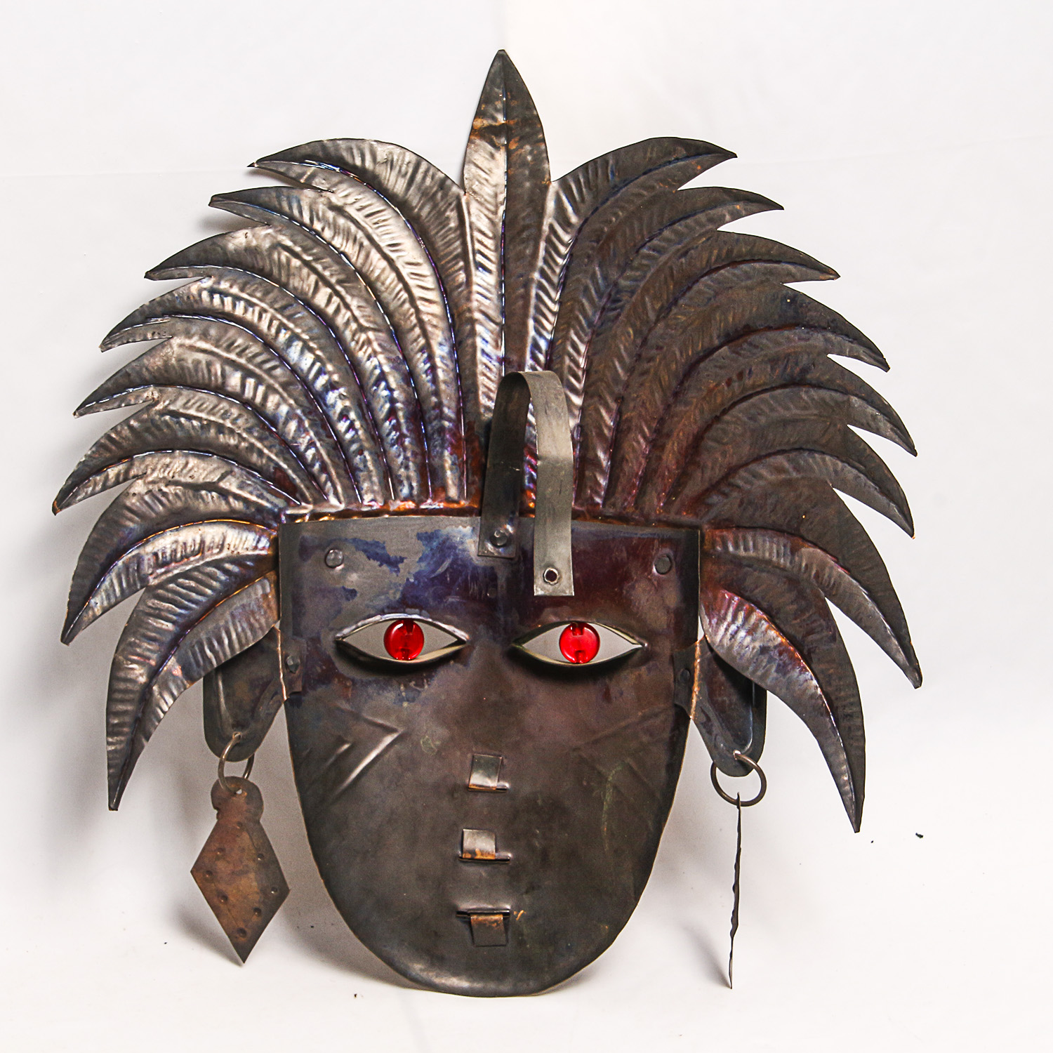 Mexican Folk Art Copper Metal Mask