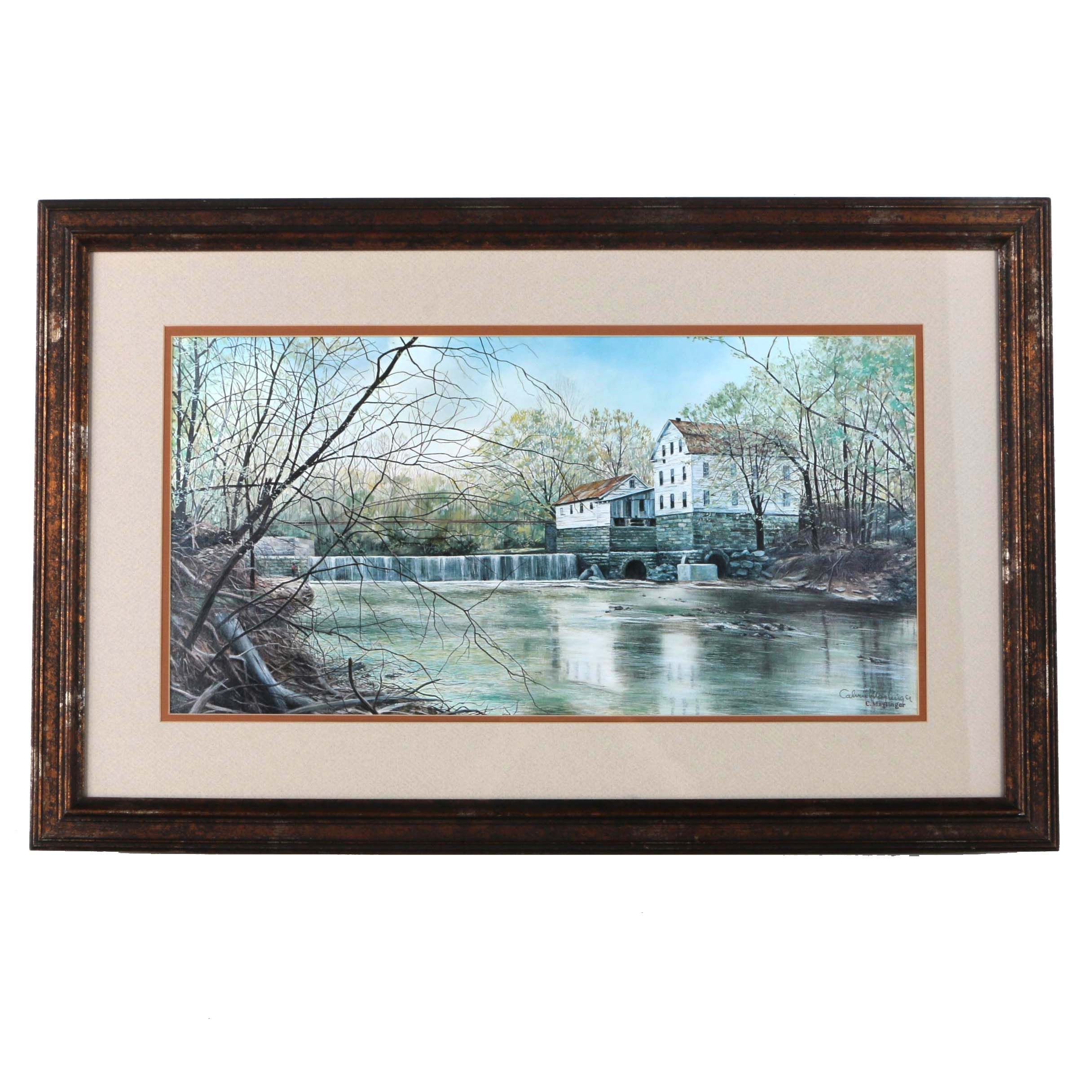 Offset Lithograph After Calvin Maglinger's "Falls of Rough"