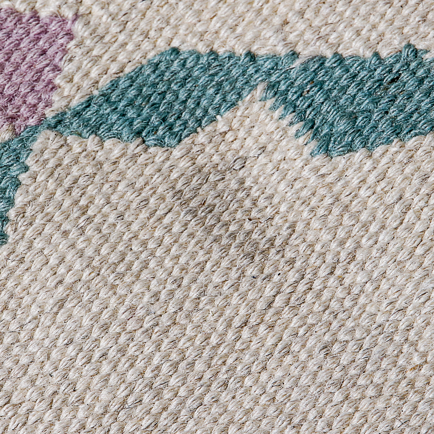 Handwoven Southwestern Wool Area Rug in Cream, Pink and Turquoise