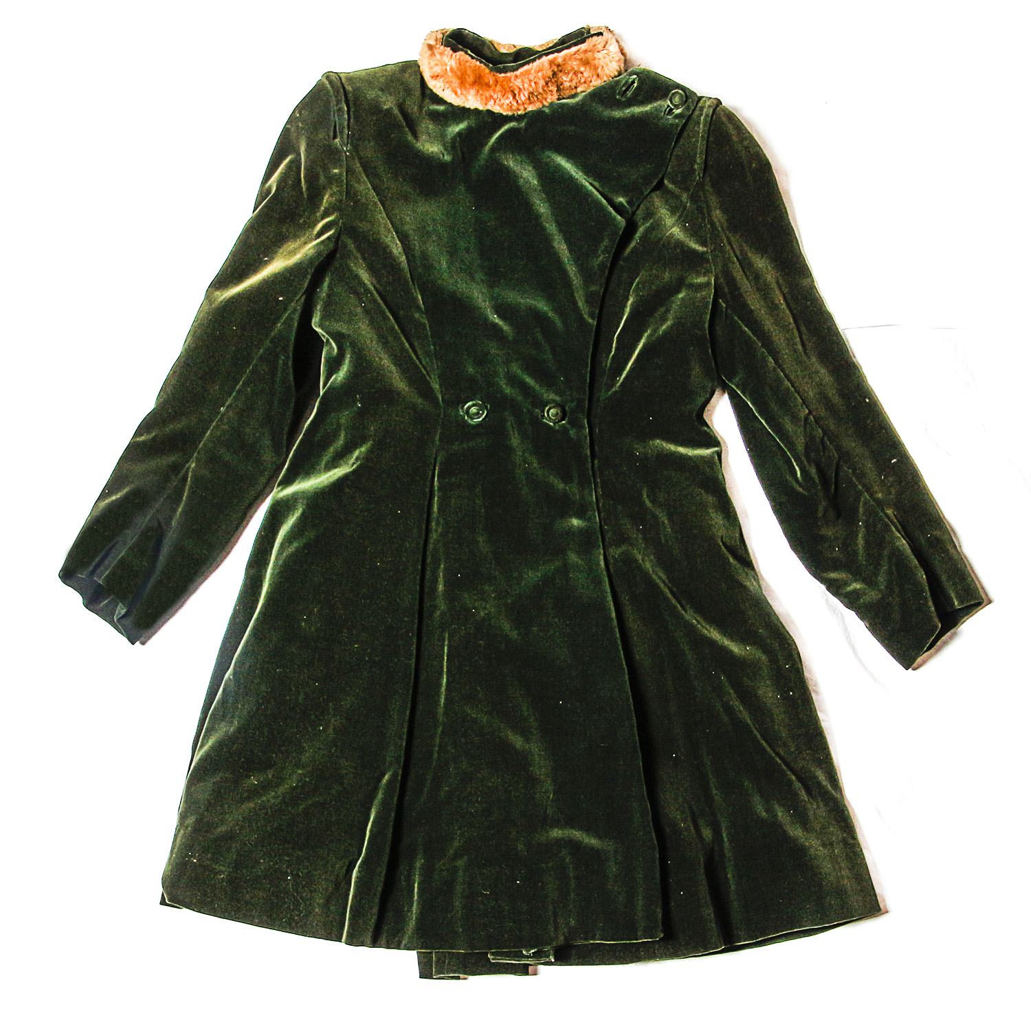 Vintage Children's Velvet Coat with Fur Trim
