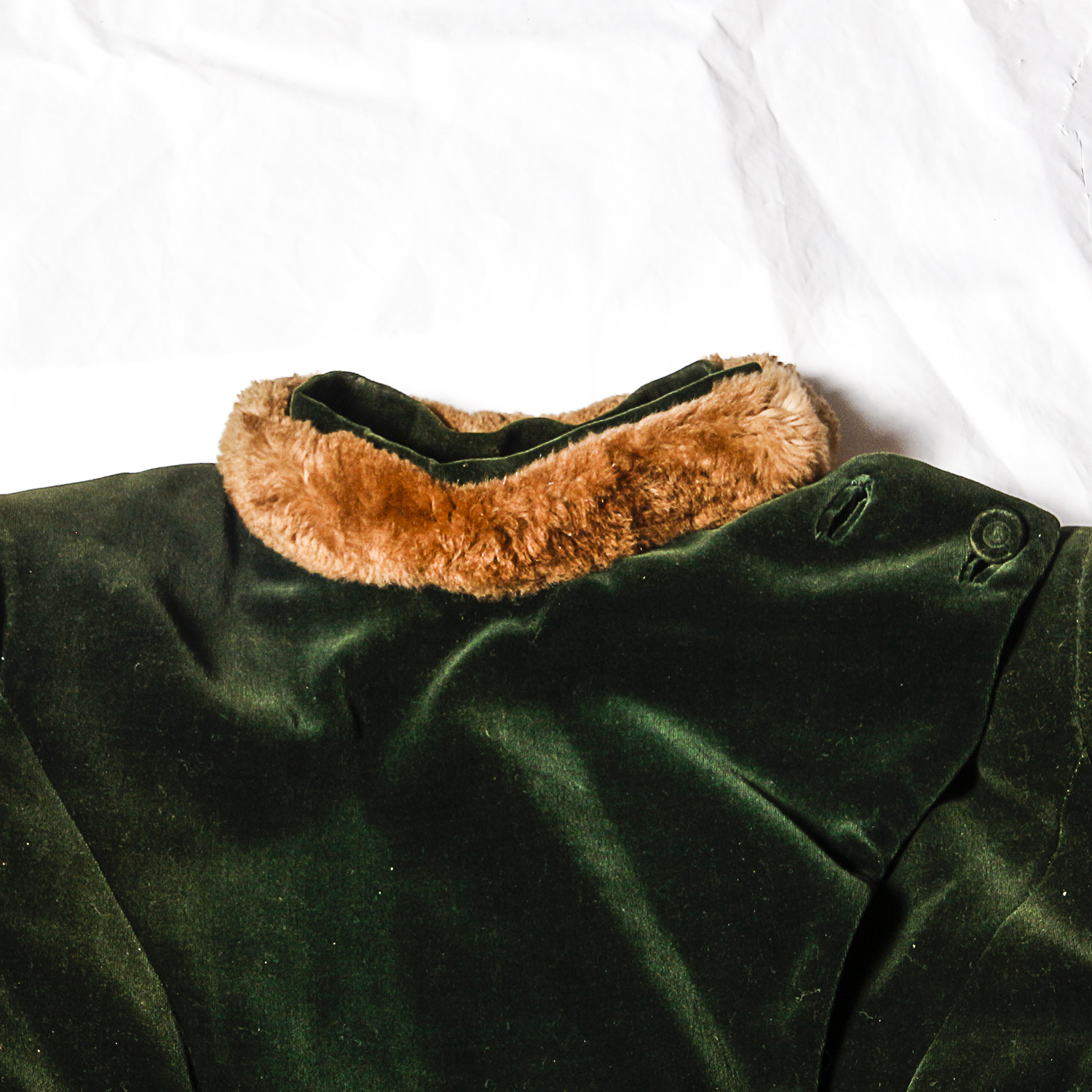 Vintage Children's Velvet Coat with Fur Trim