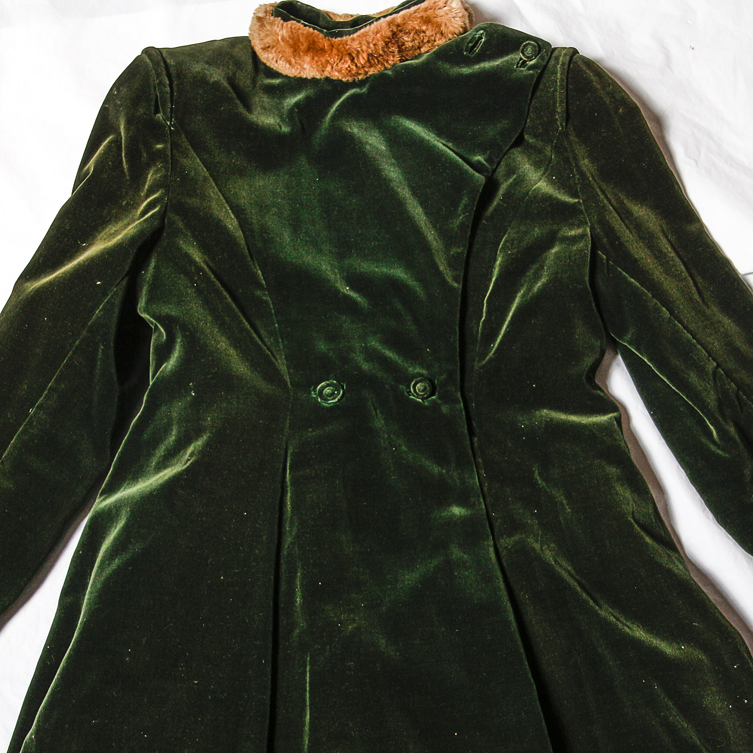 Vintage Children's Velvet Coat with Fur Trim