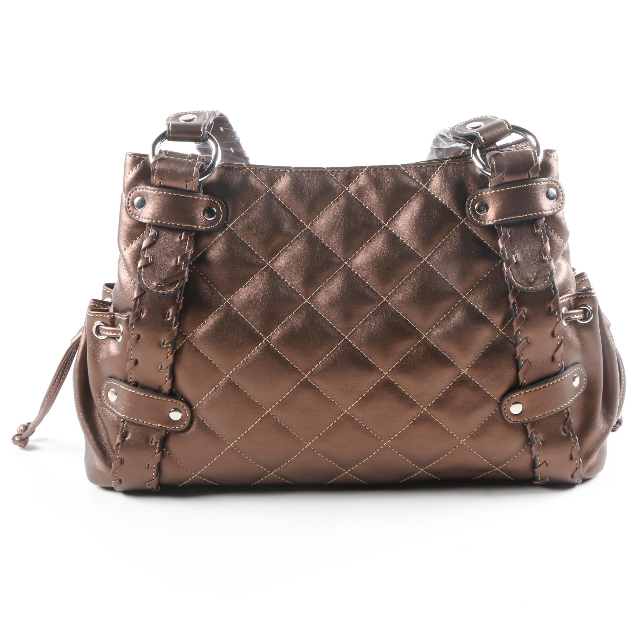 Faux Leather Bronze Handbag