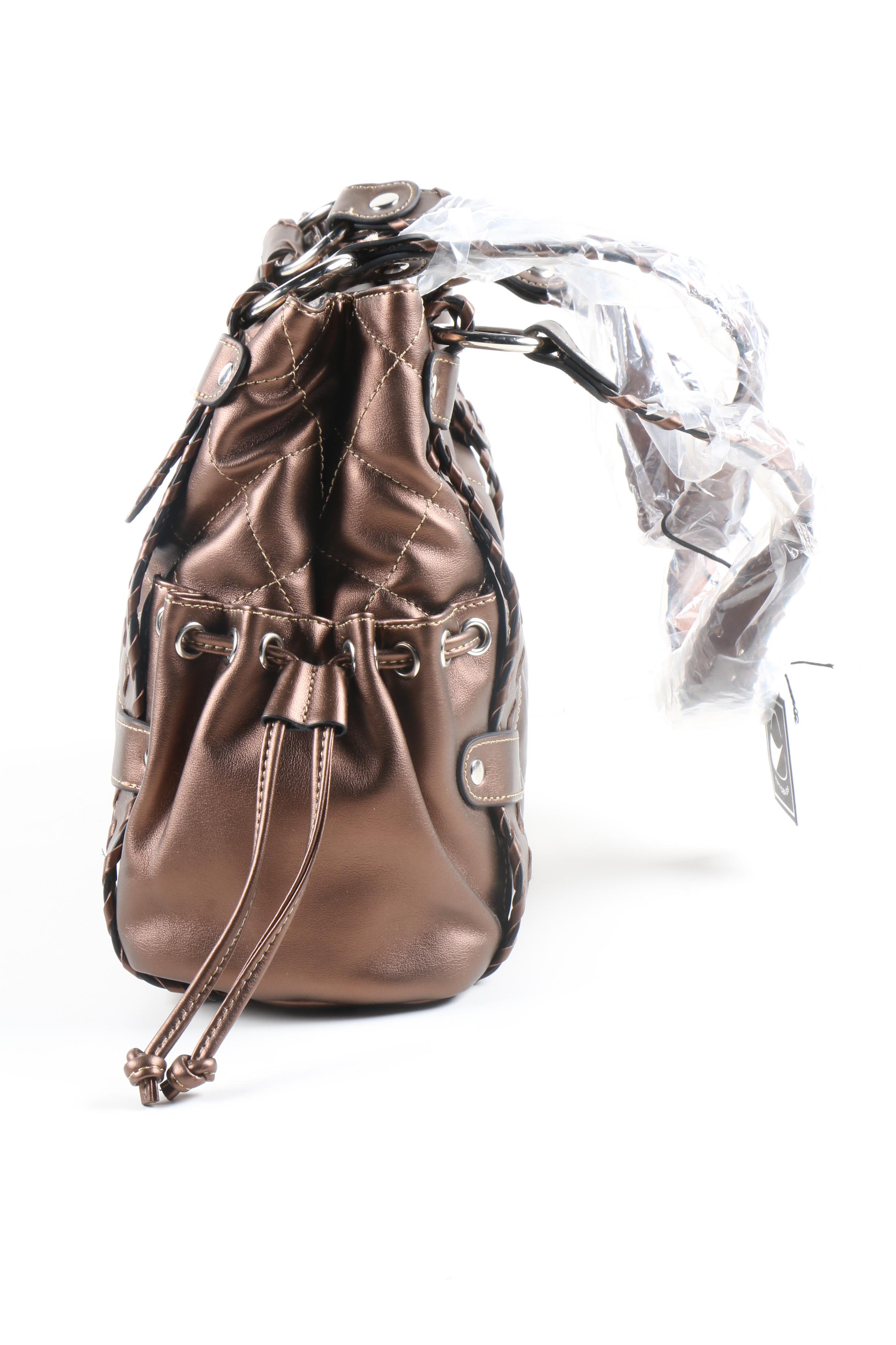 Faux Leather Bronze Handbag