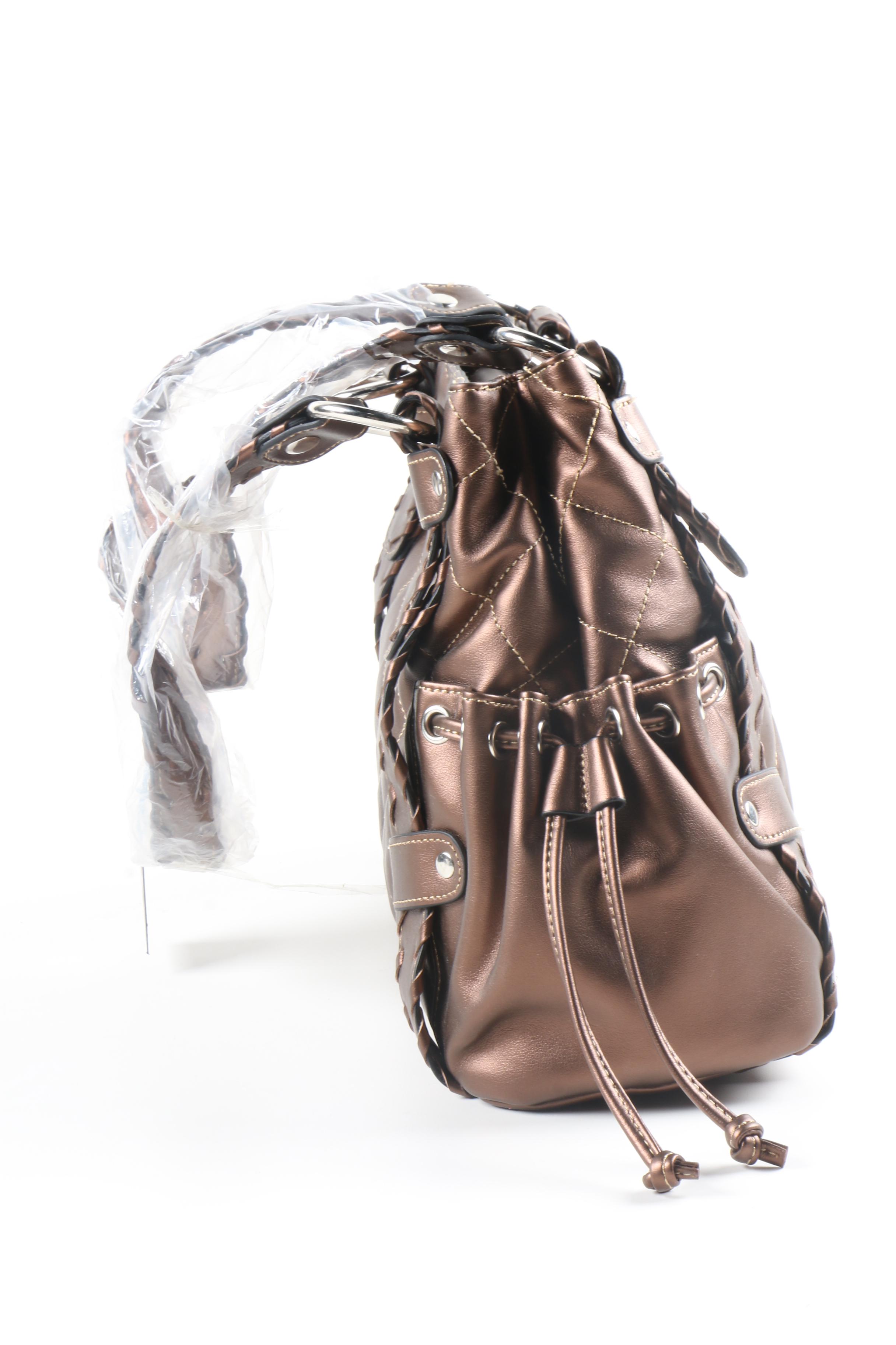 Faux Leather Bronze Handbag