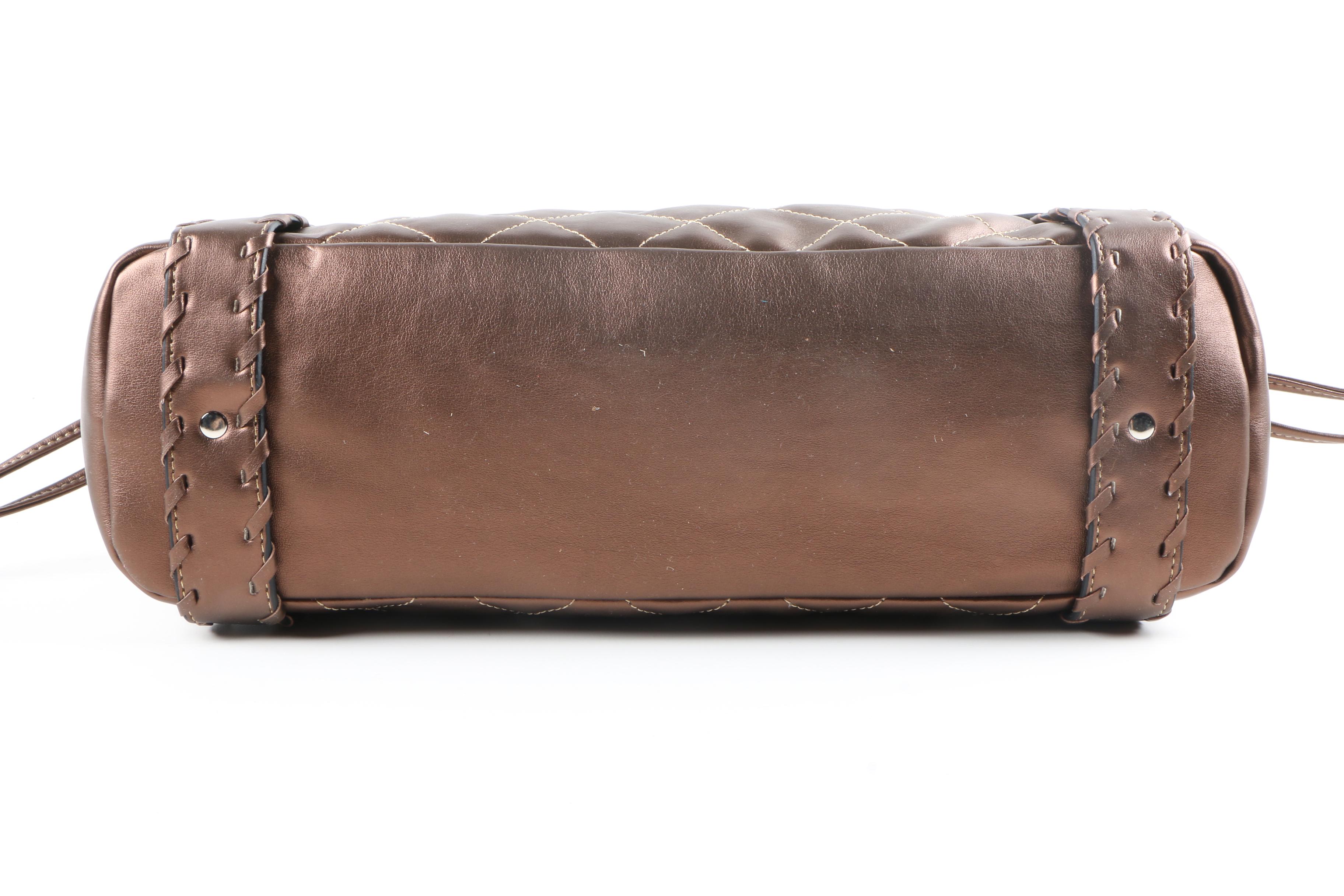 Faux Leather Bronze Handbag