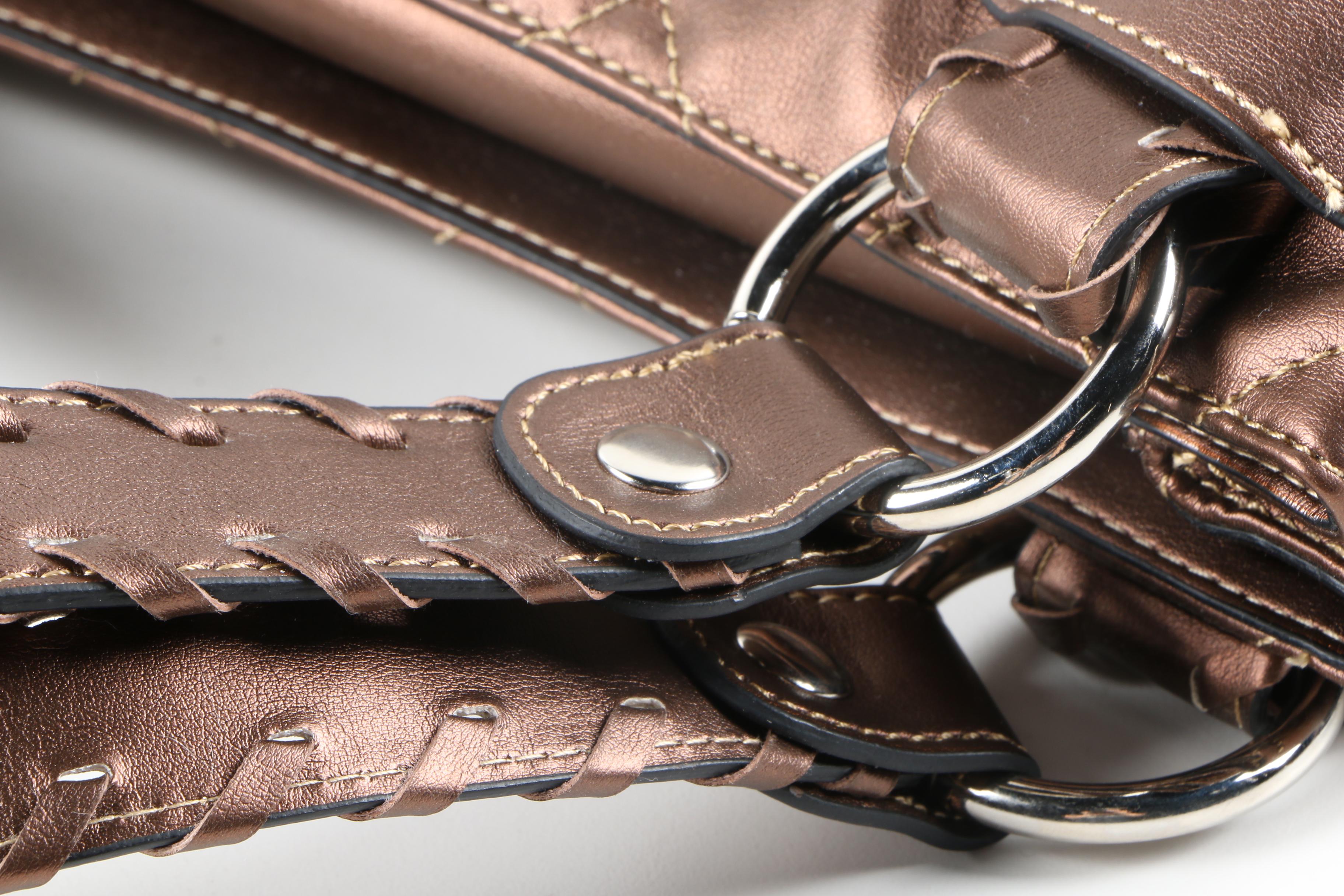 Faux Leather Bronze Handbag