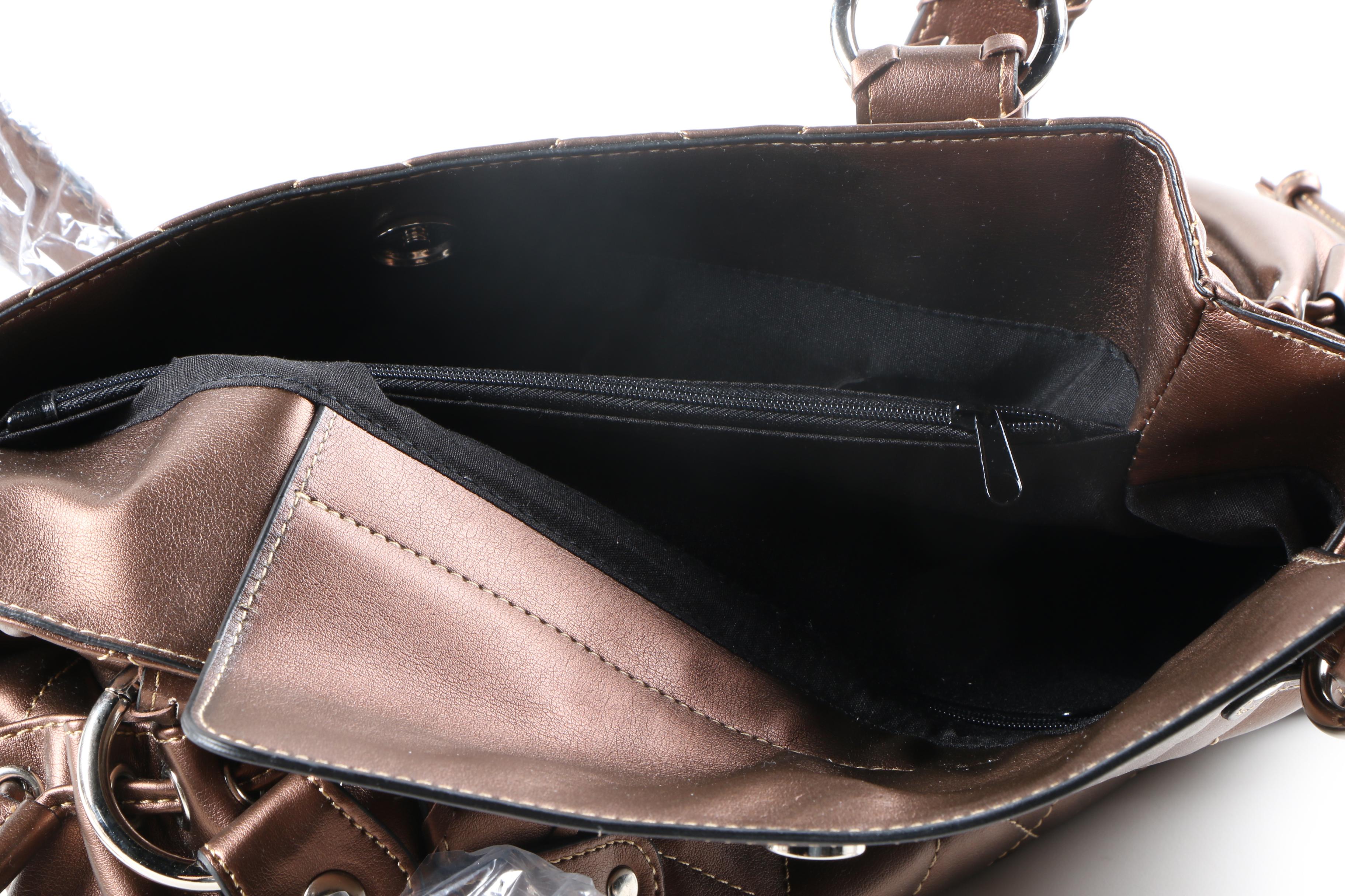 Faux Leather Bronze Handbag