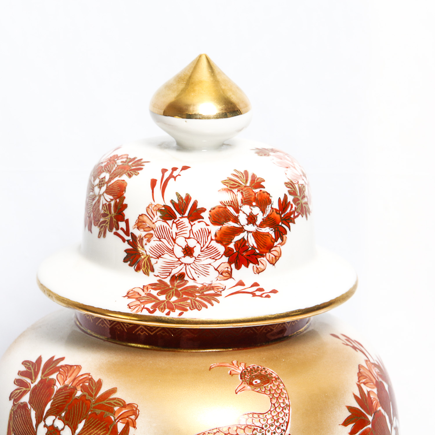 Hand-Painted East Asian Lidded Ginger Jar