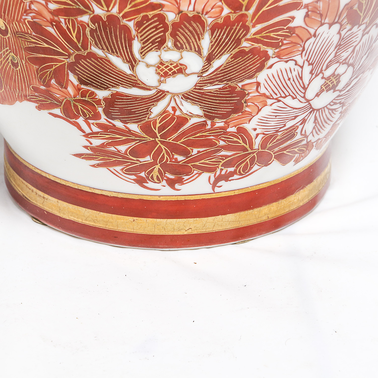 Hand-Painted East Asian Lidded Ginger Jar
