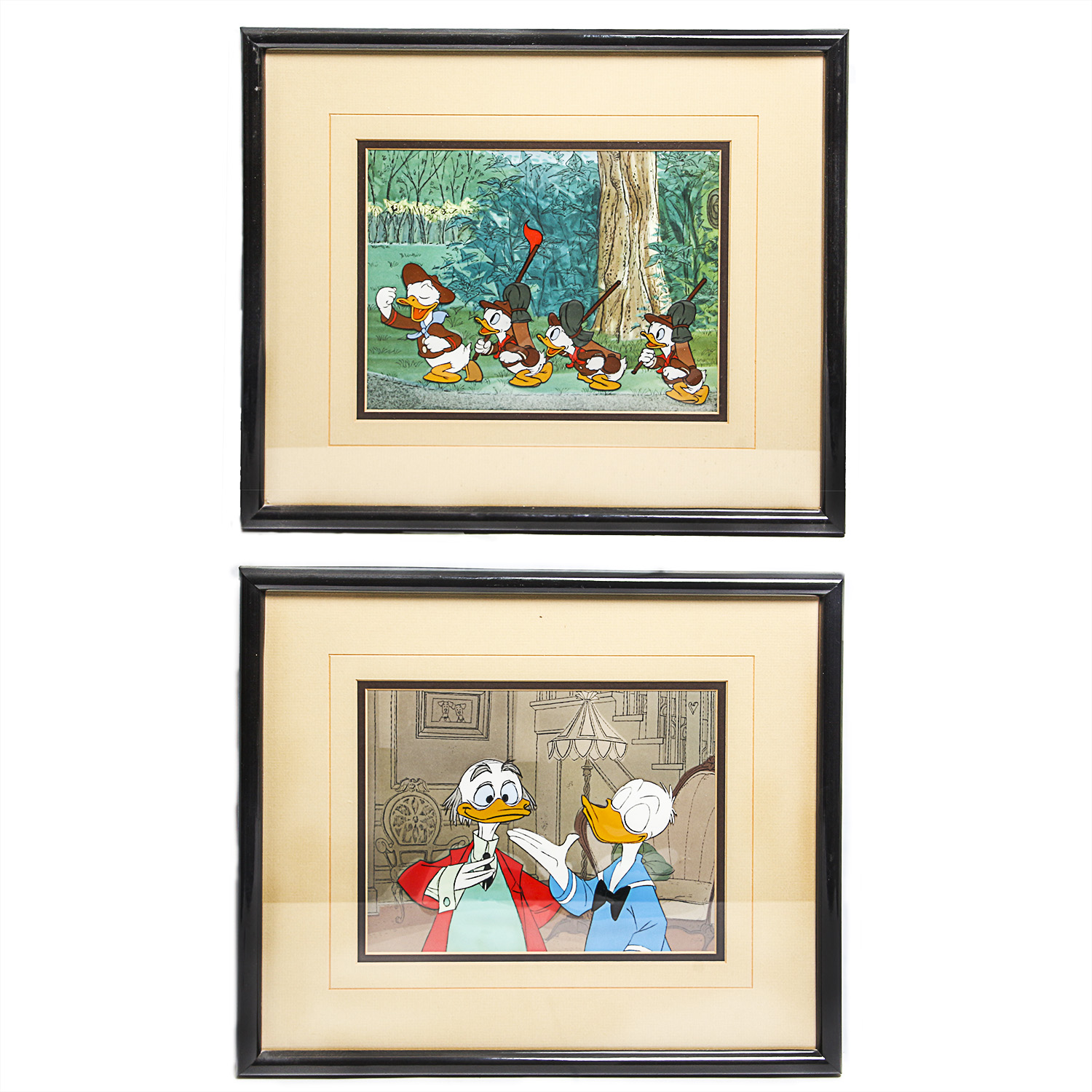 Pair of Framed Disney Sericels Featuring Donald Duck and Ludwig Von Drake