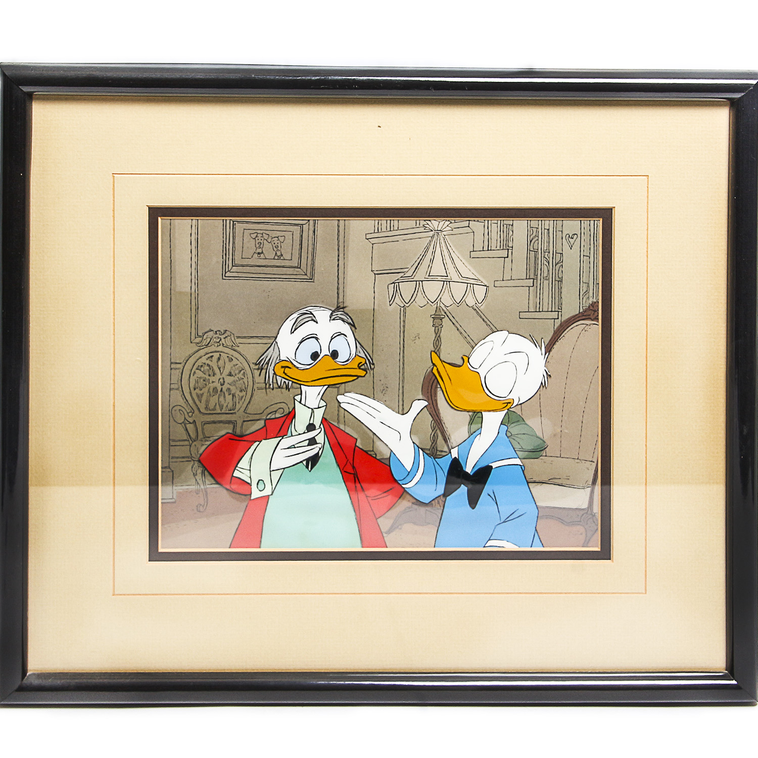 Pair of Framed Disney Sericels Featuring Donald Duck and Ludwig Von Drake