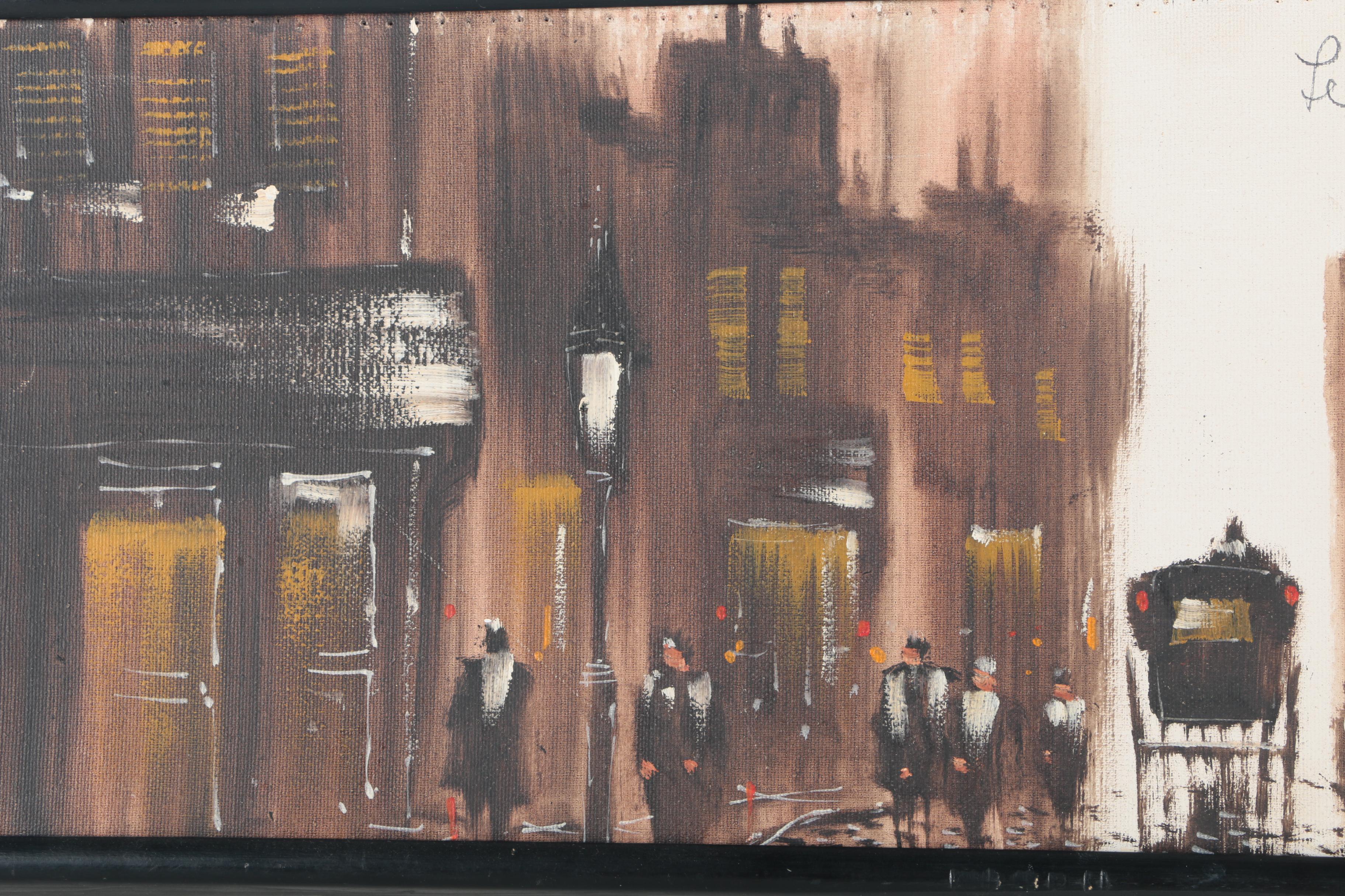 Oil on Canvas Painting of French Cityscape
