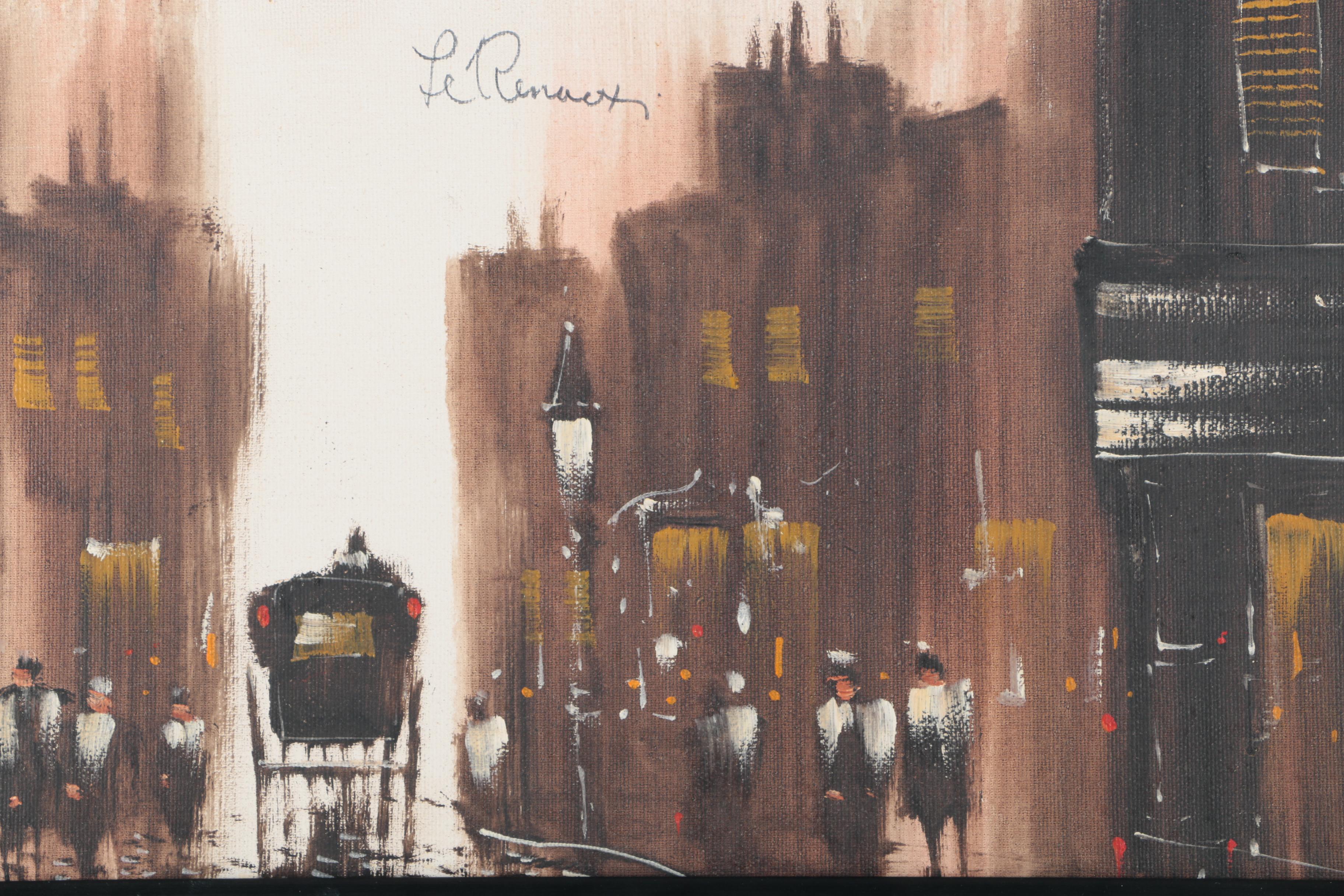 Oil on Canvas Painting of French Cityscape