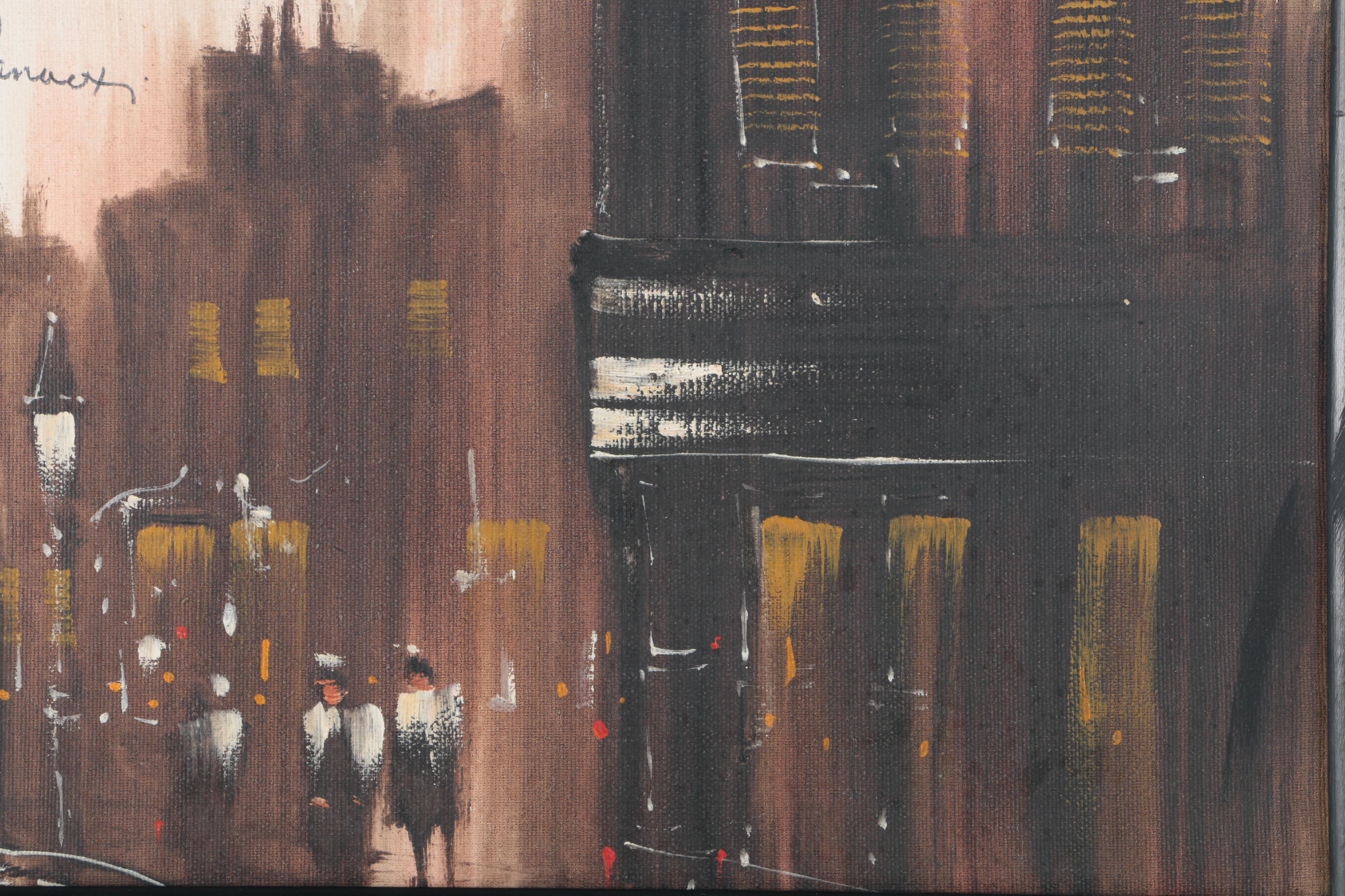 Oil on Canvas Painting of French Cityscape