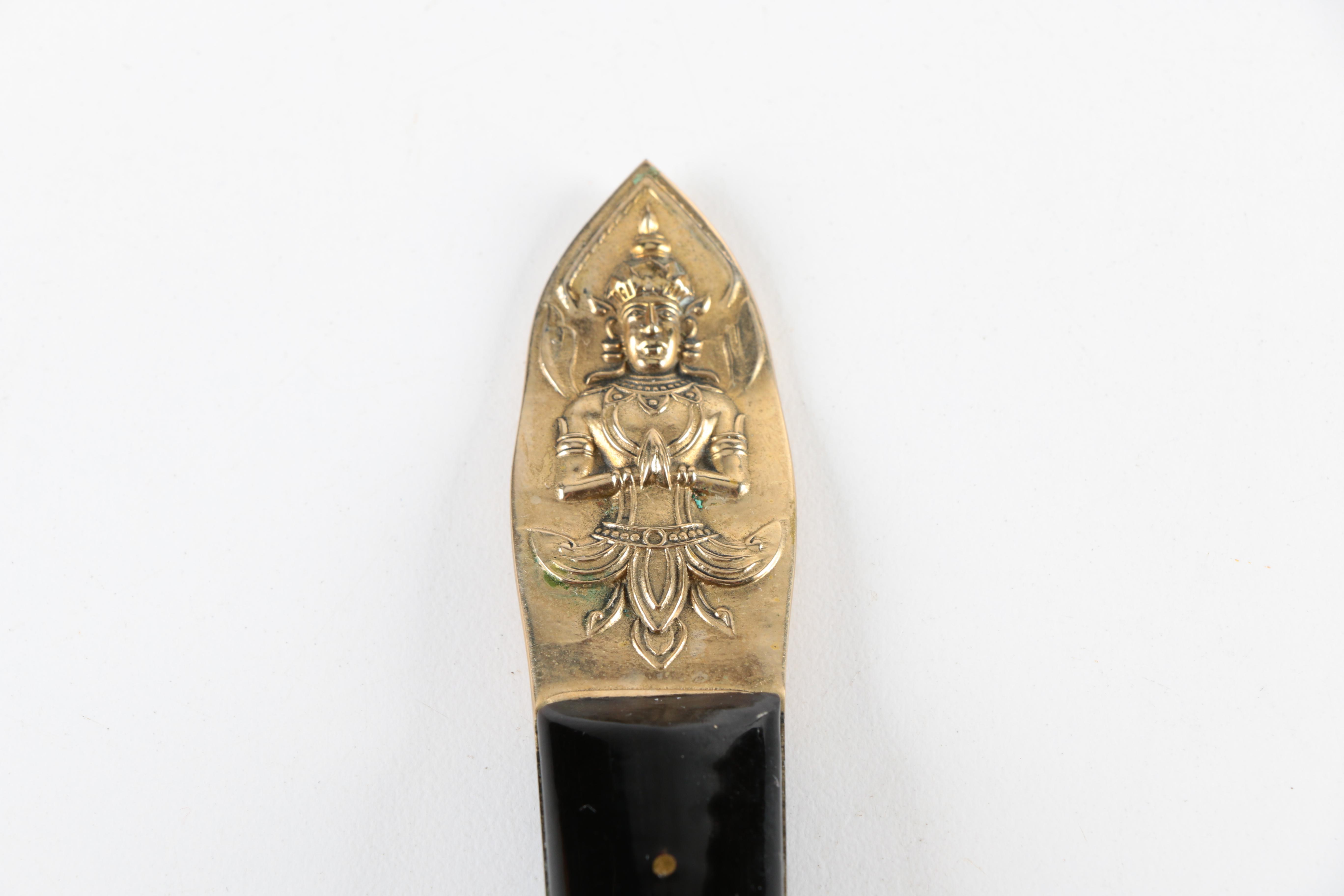 Mid-Century Thai Bronzeware Serving Utensils in a Presentation Case