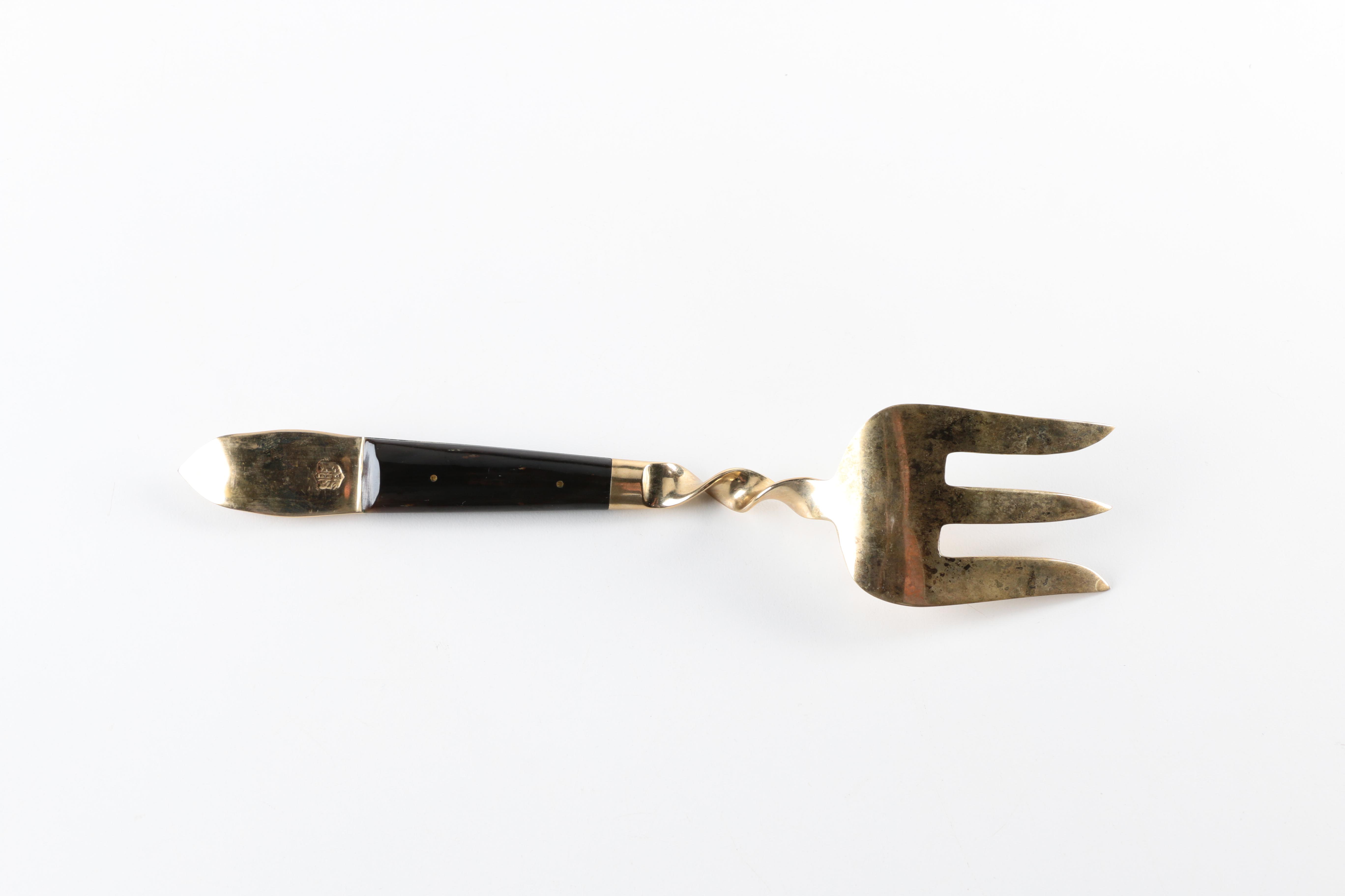 Mid-Century Thai Bronzeware Serving Utensils in a Presentation Case