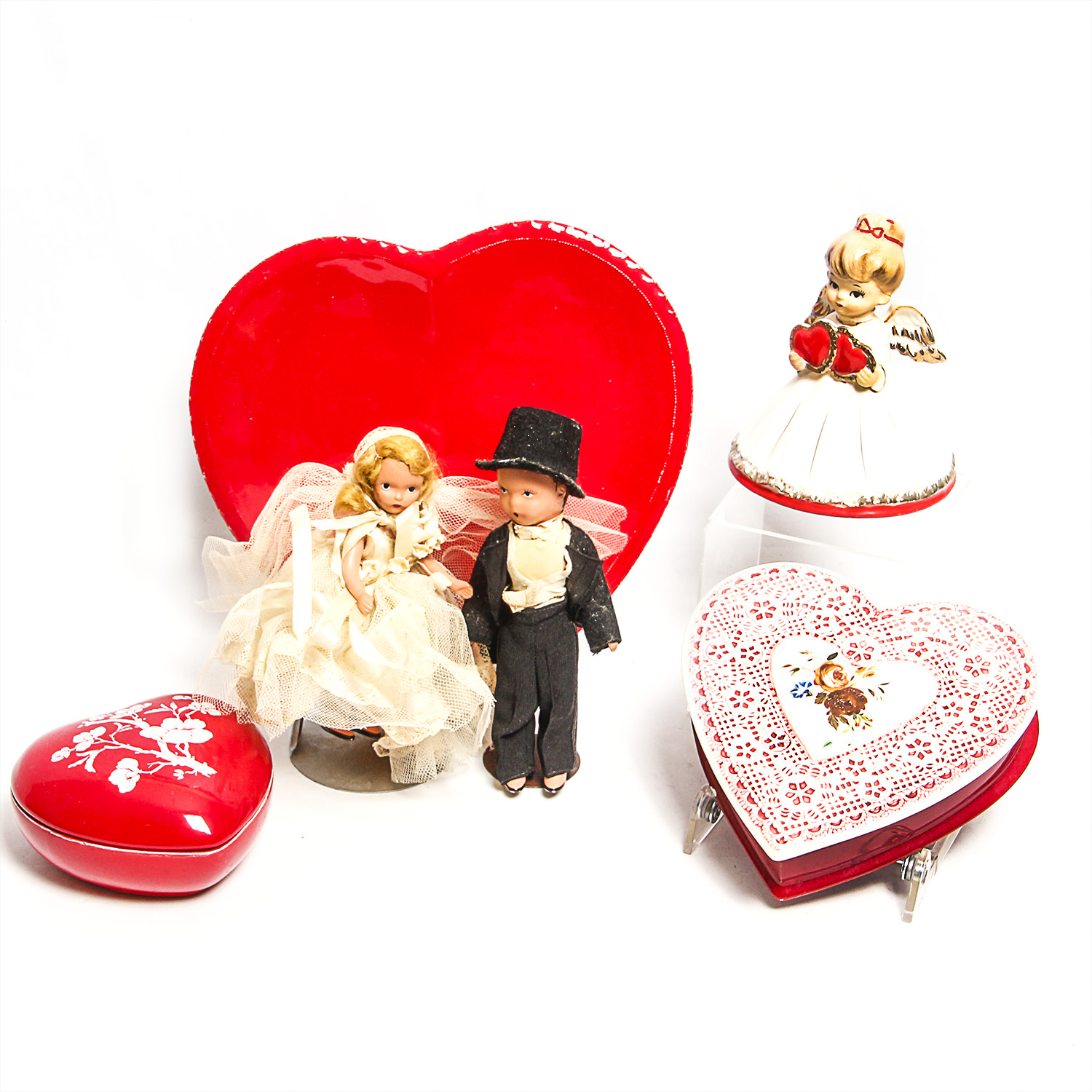 Vintage Storybook Bride and Groom With Lefton Figurine and More