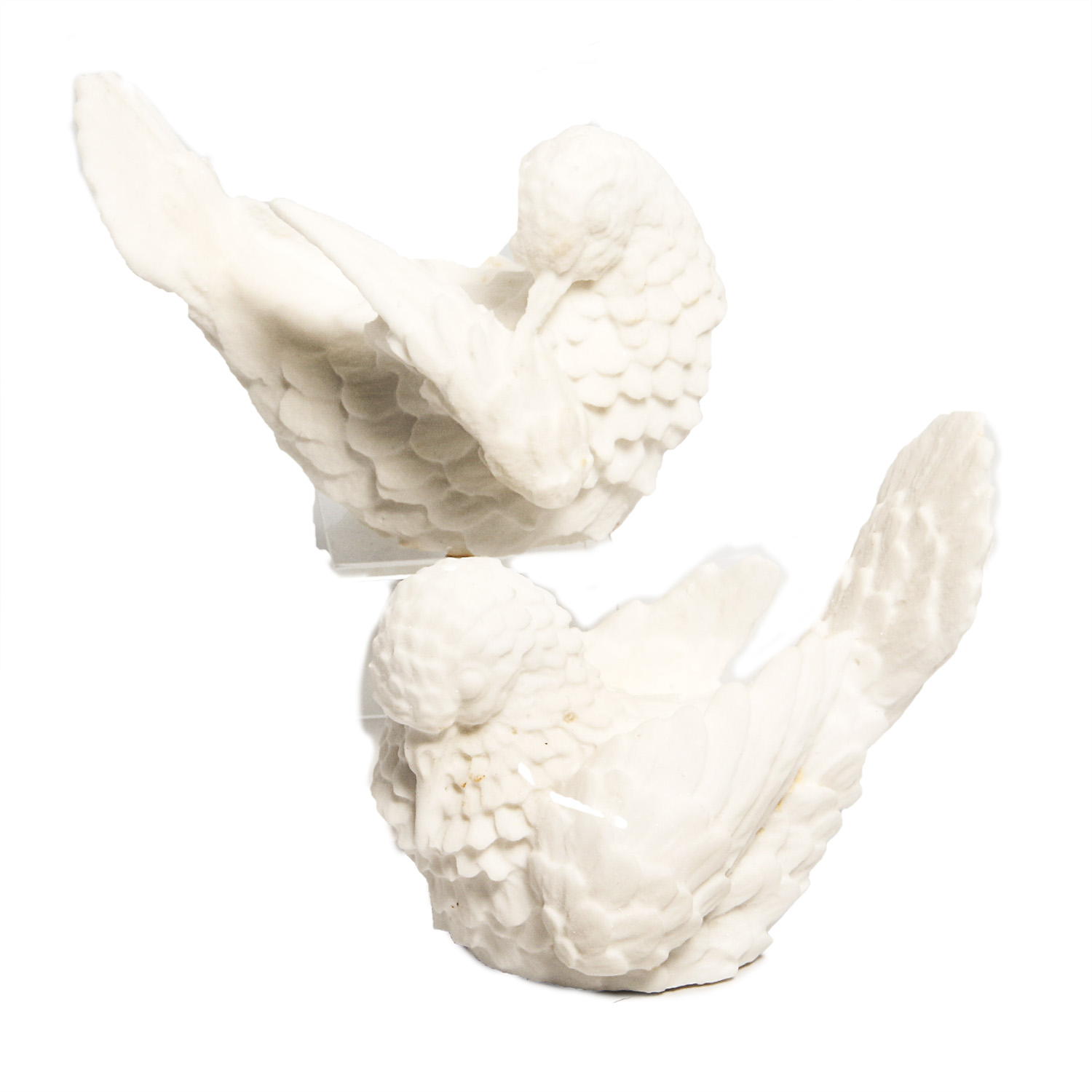 Pair of Vintage Pressed Marble Doves
