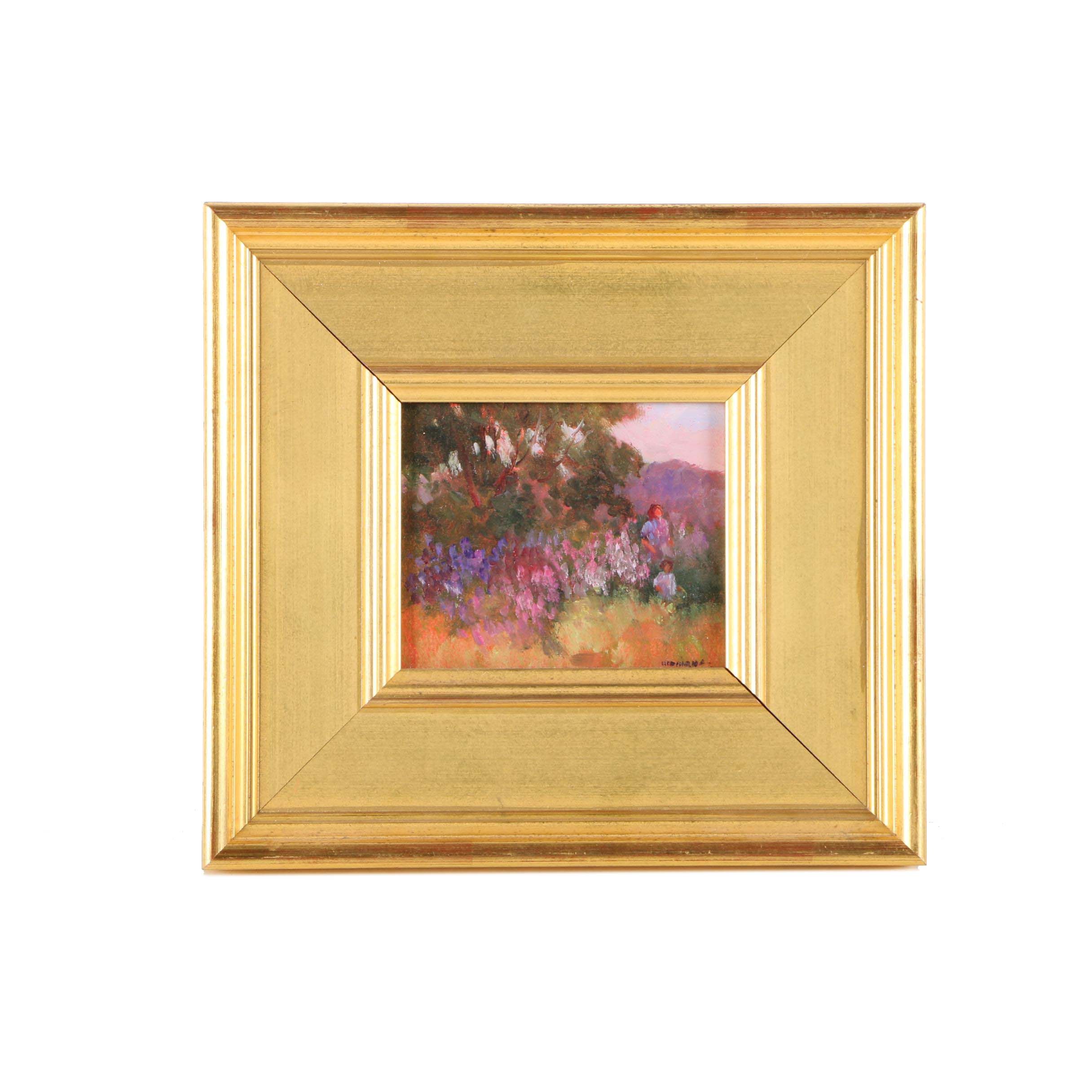 Monique Sakellarios Oil Painting on Board "Us Two"