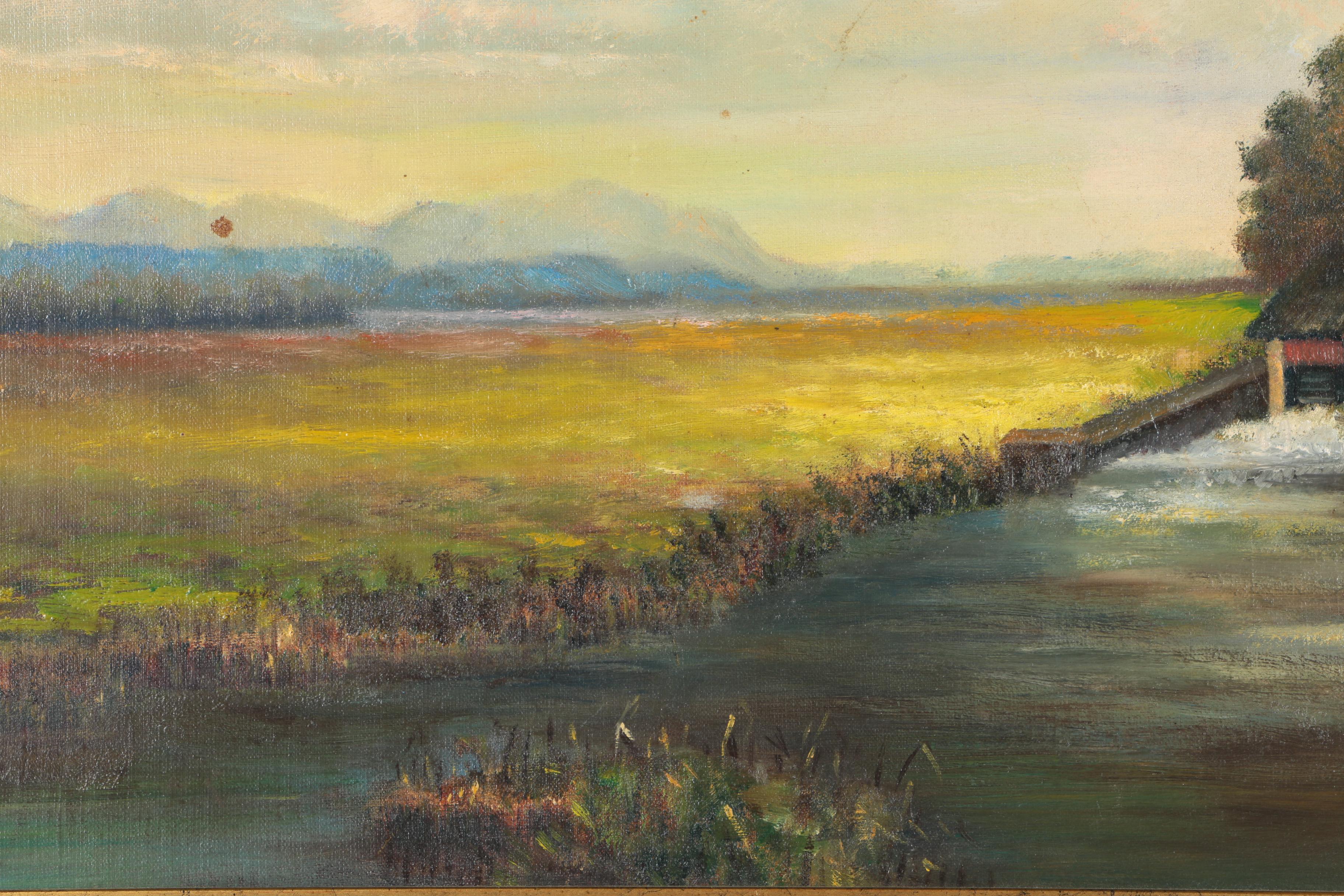 Schreiner Oil on Board of an Old Mill