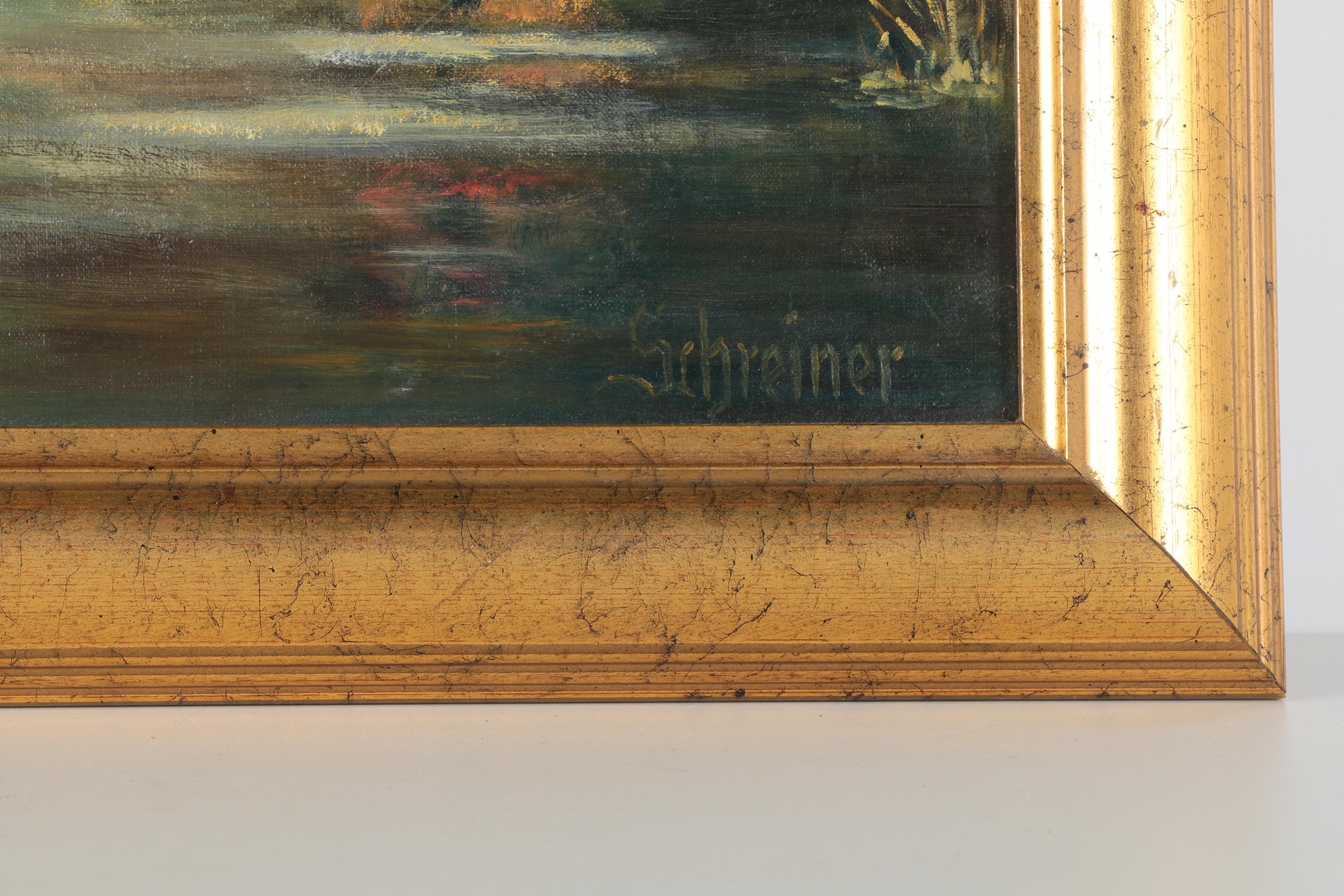 Schreiner Oil on Board of an Old Mill