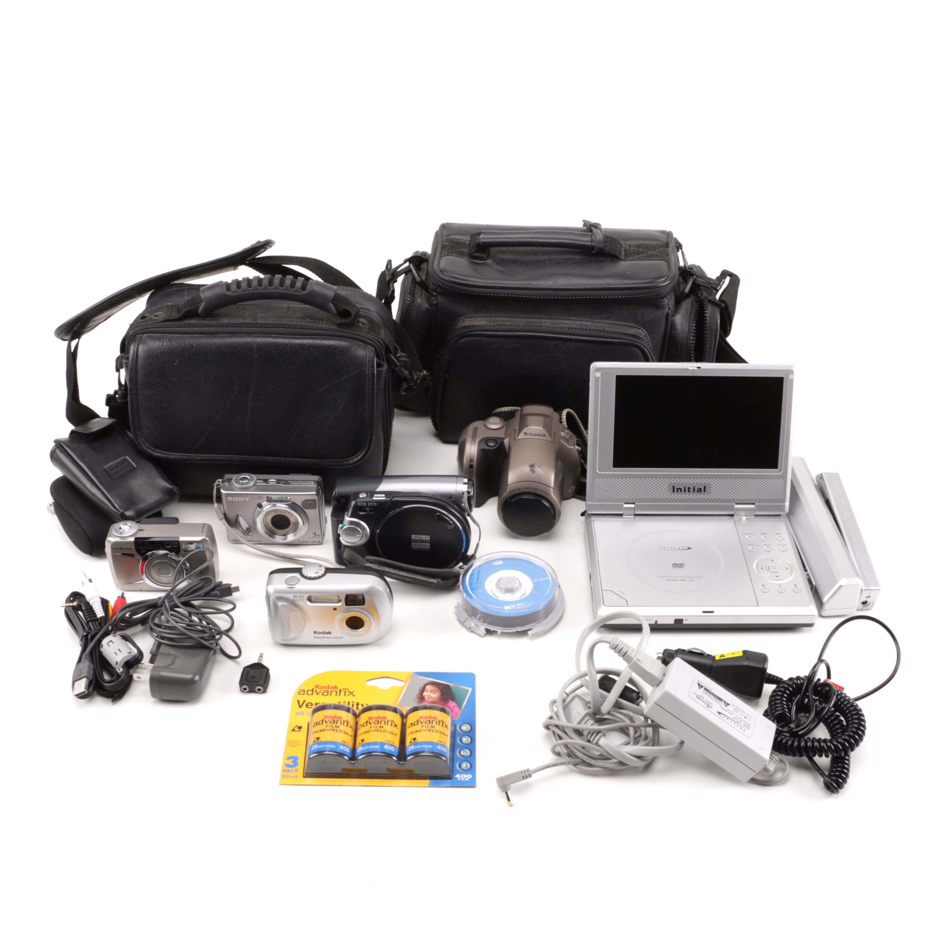 Photography Equipment Collection and Portable DVD Player