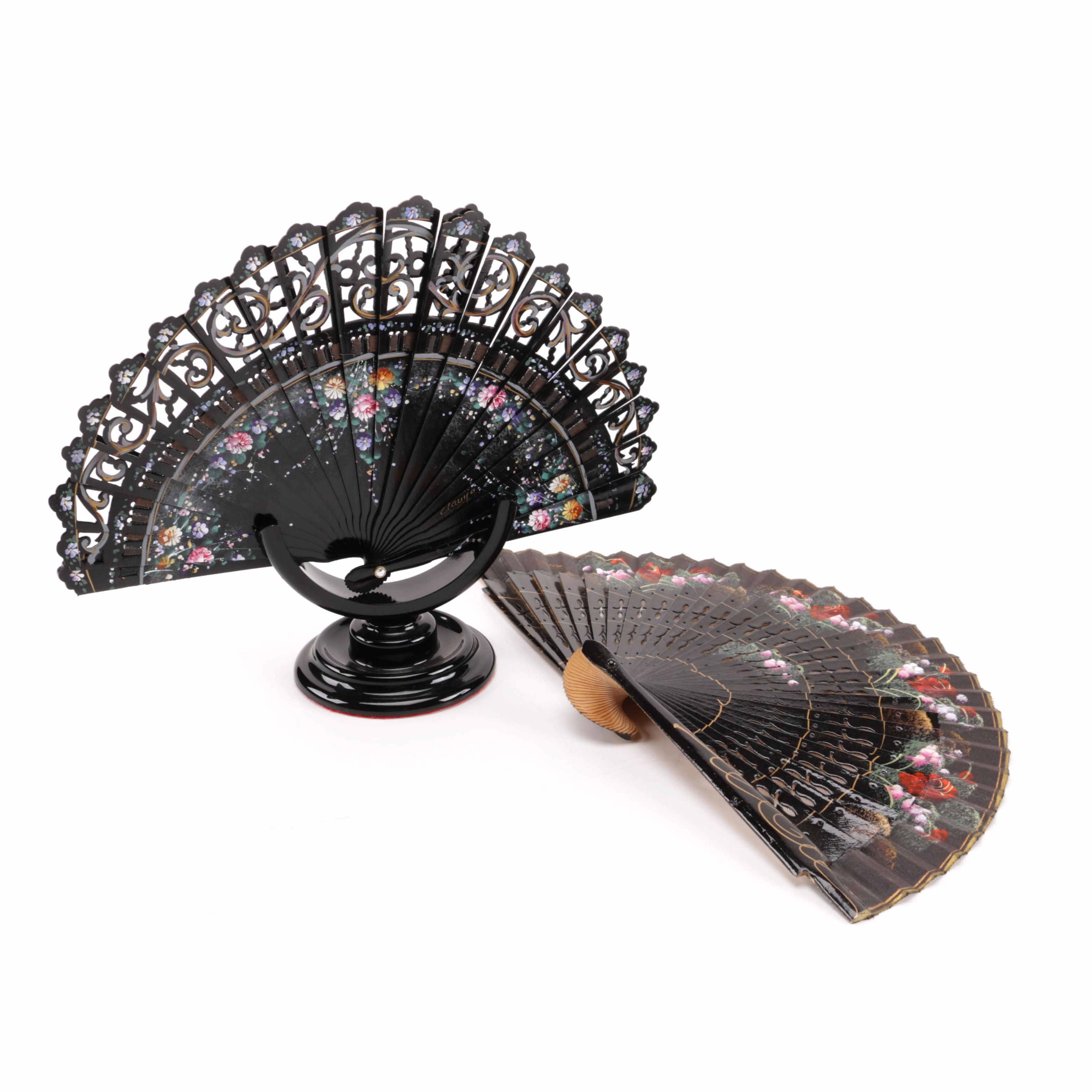 Floral Fans Including Stand