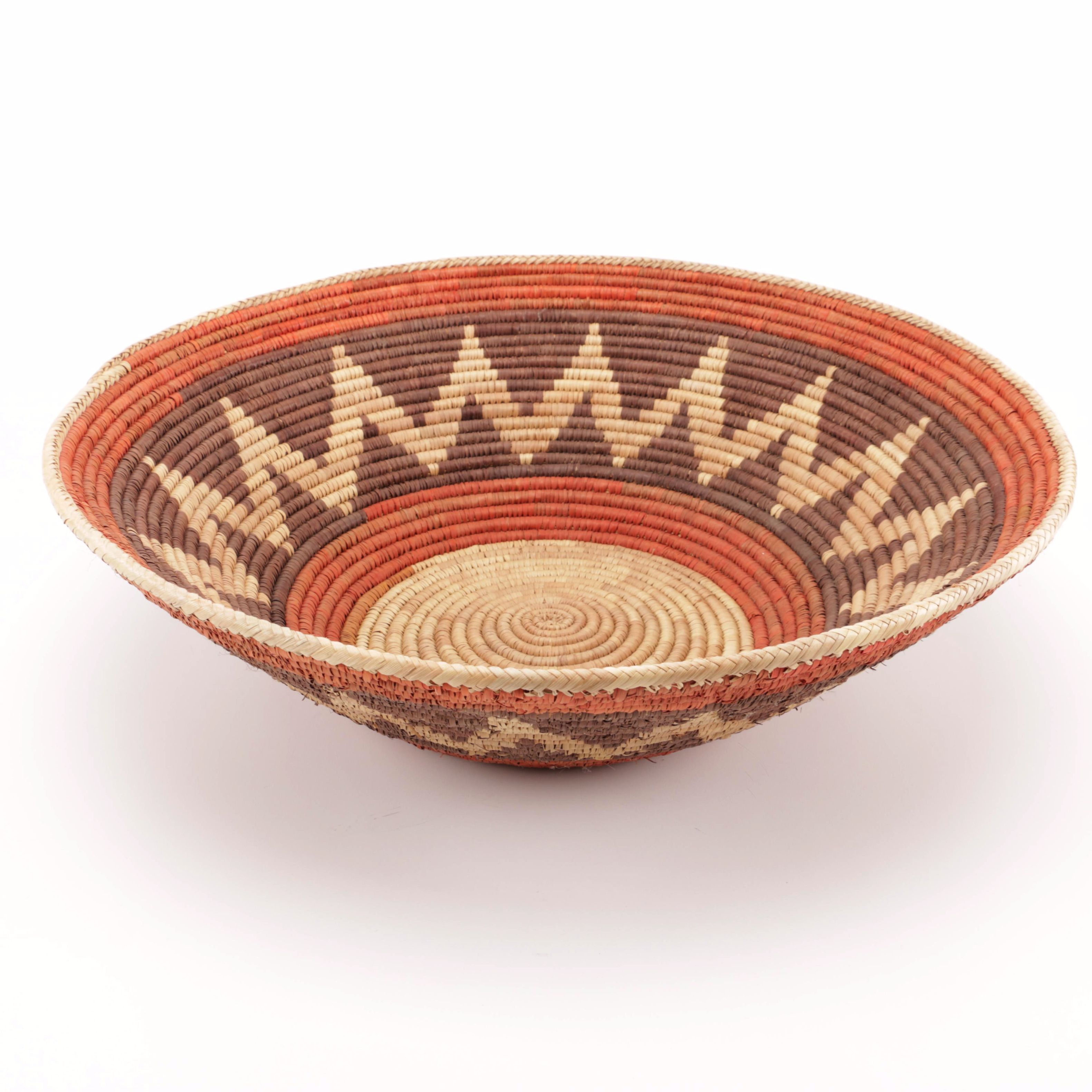 Hopi Style Woven Wicker Coil Basket