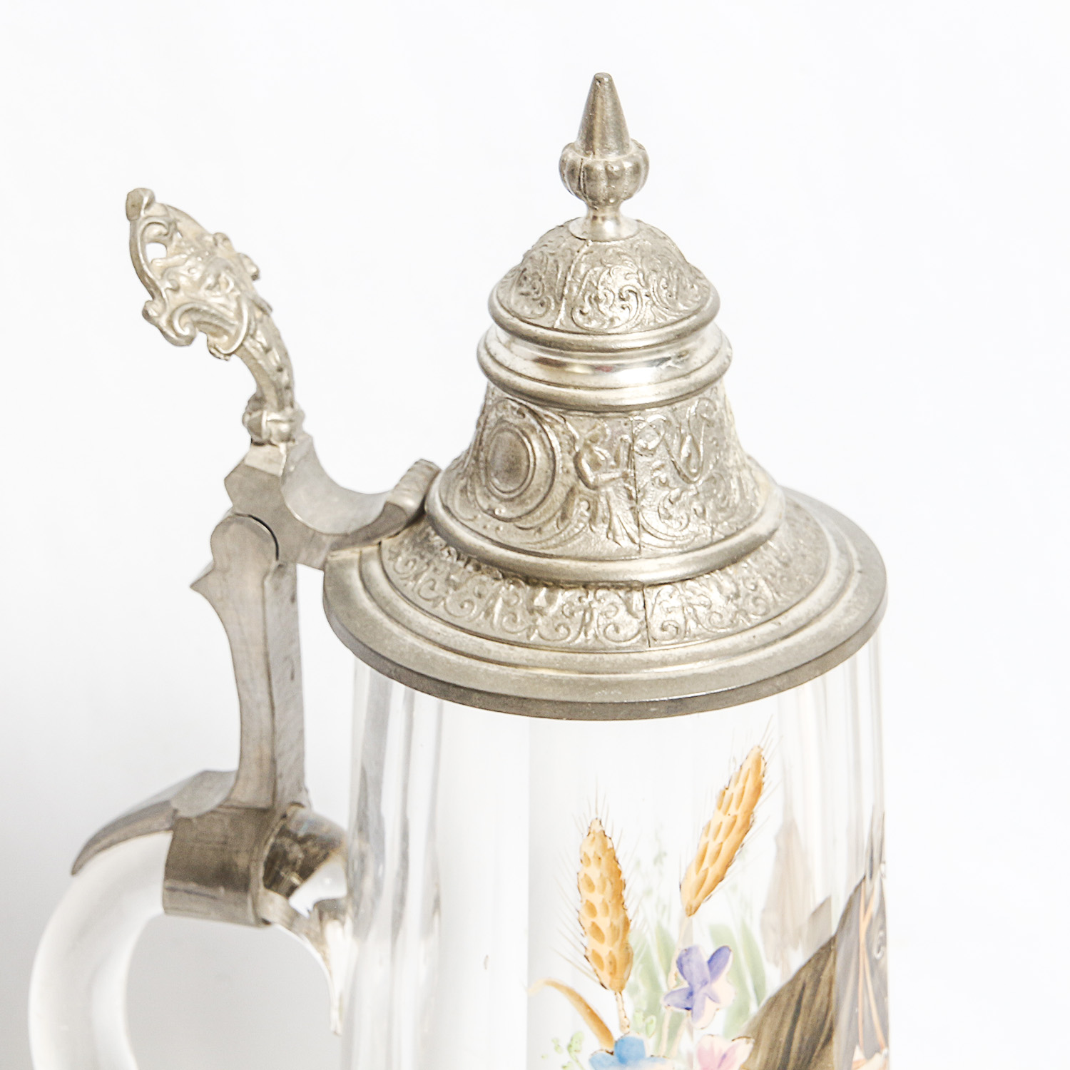 Pair of Handpainted Vintage German Glass Steins