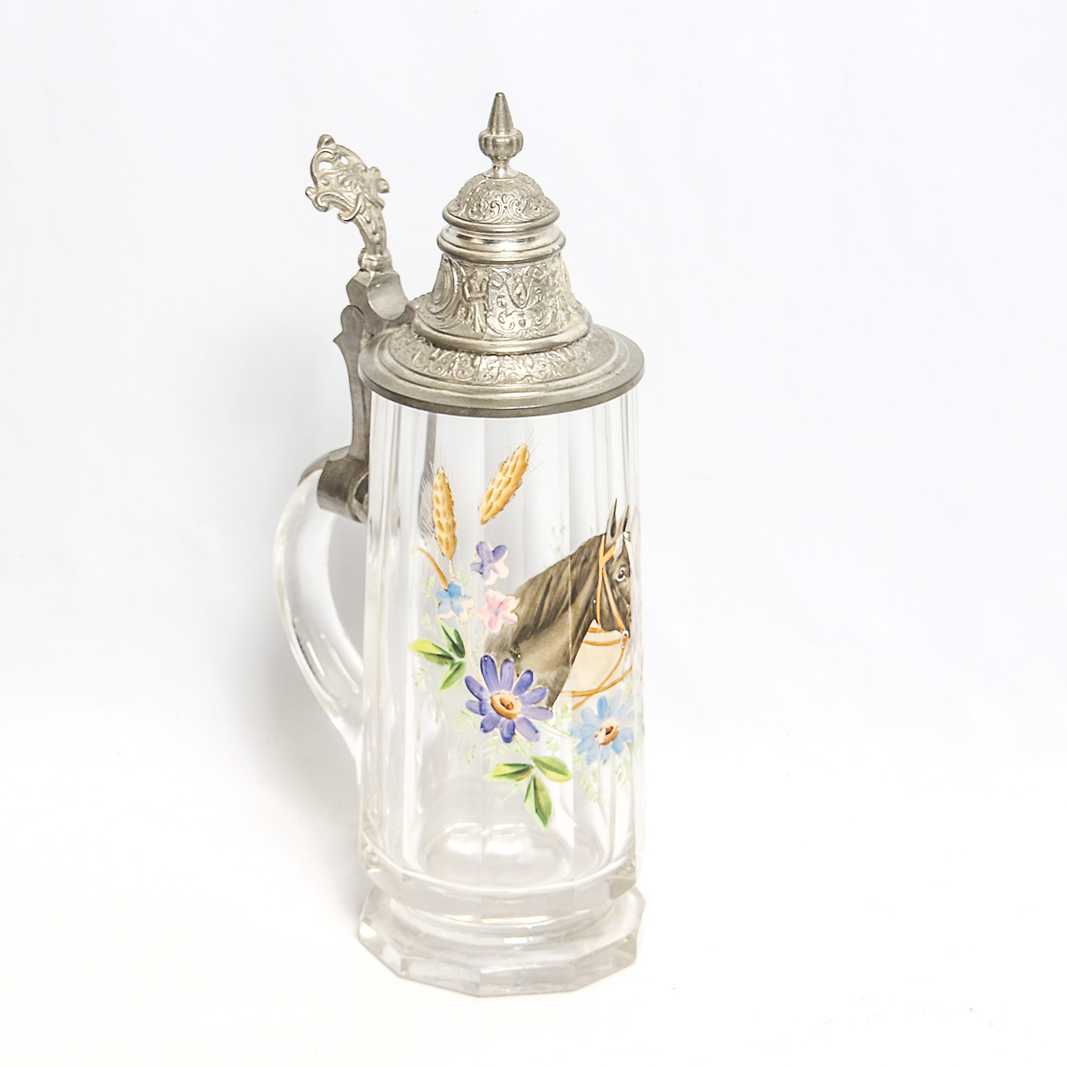 Pair of Handpainted Vintage German Glass Steins