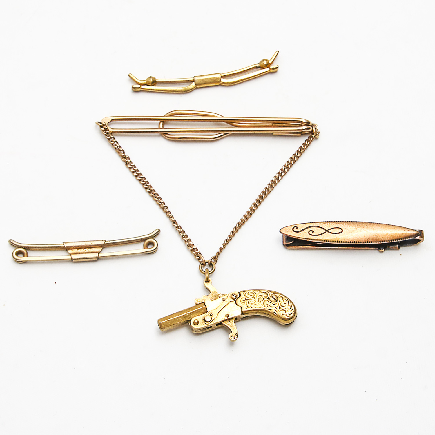 Collection of Vintage Cufflinks and Tie Clips Featuring Swank