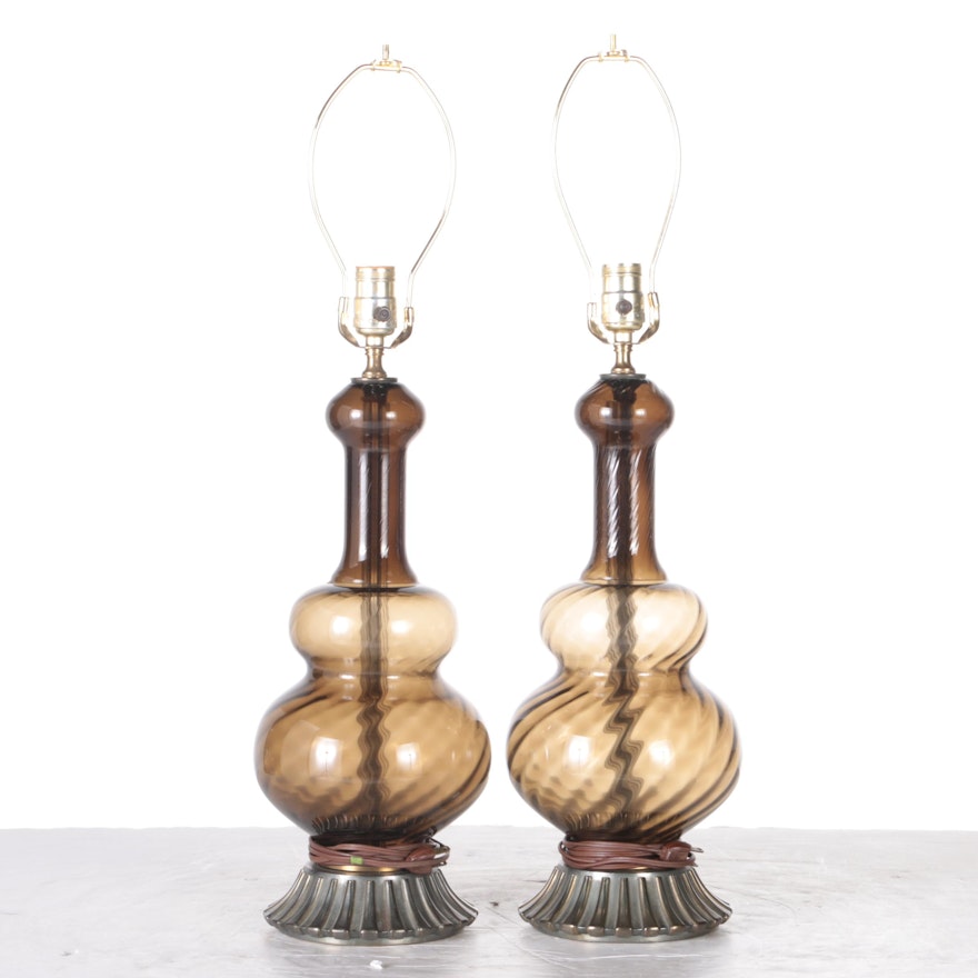 Mid Century Glass Table Lamps