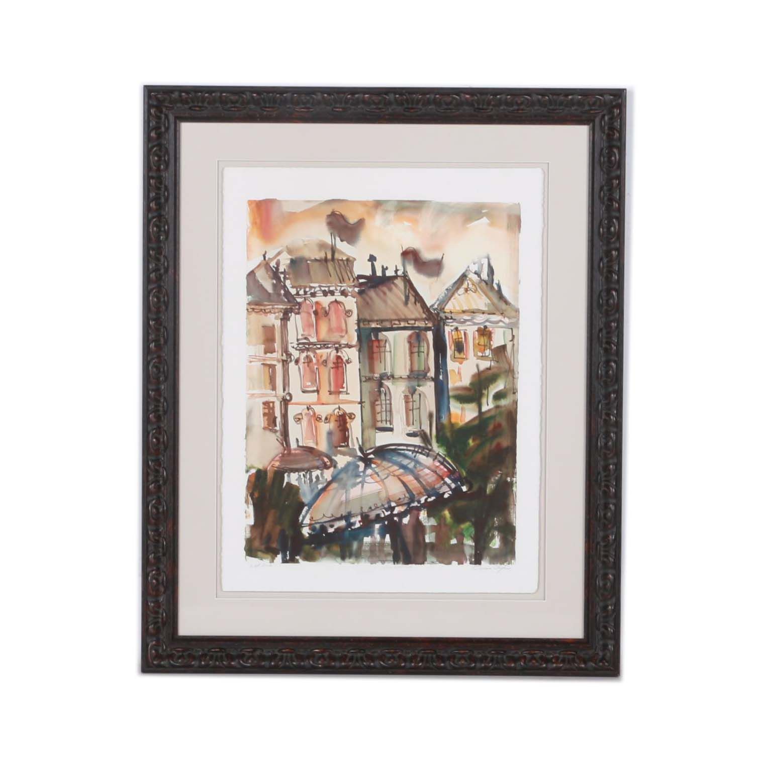 Creason Clayton Artist Proof Giclee On Arches Paper "Left Bank"