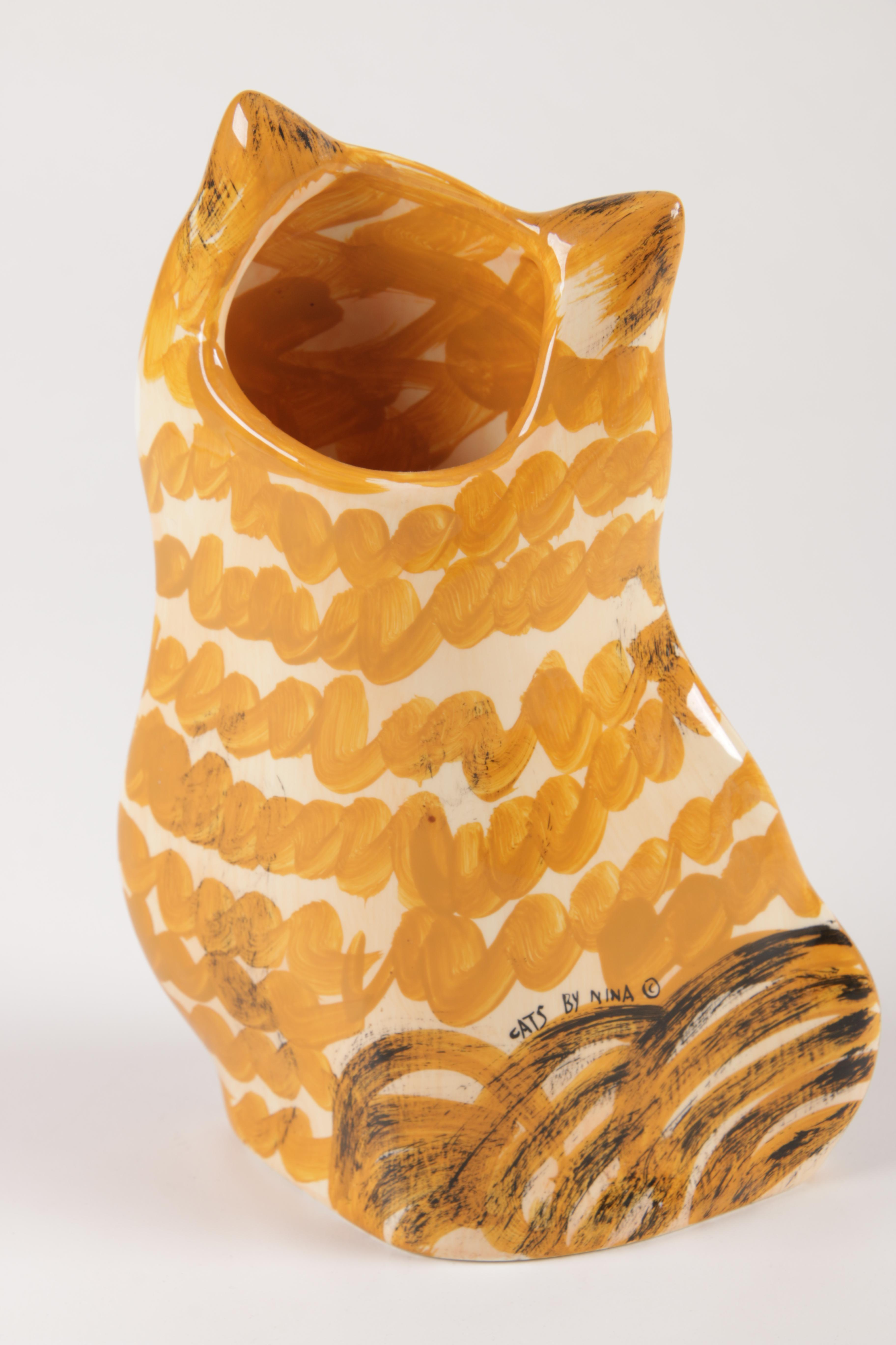 Cat Figurines and Teapot Including Herend