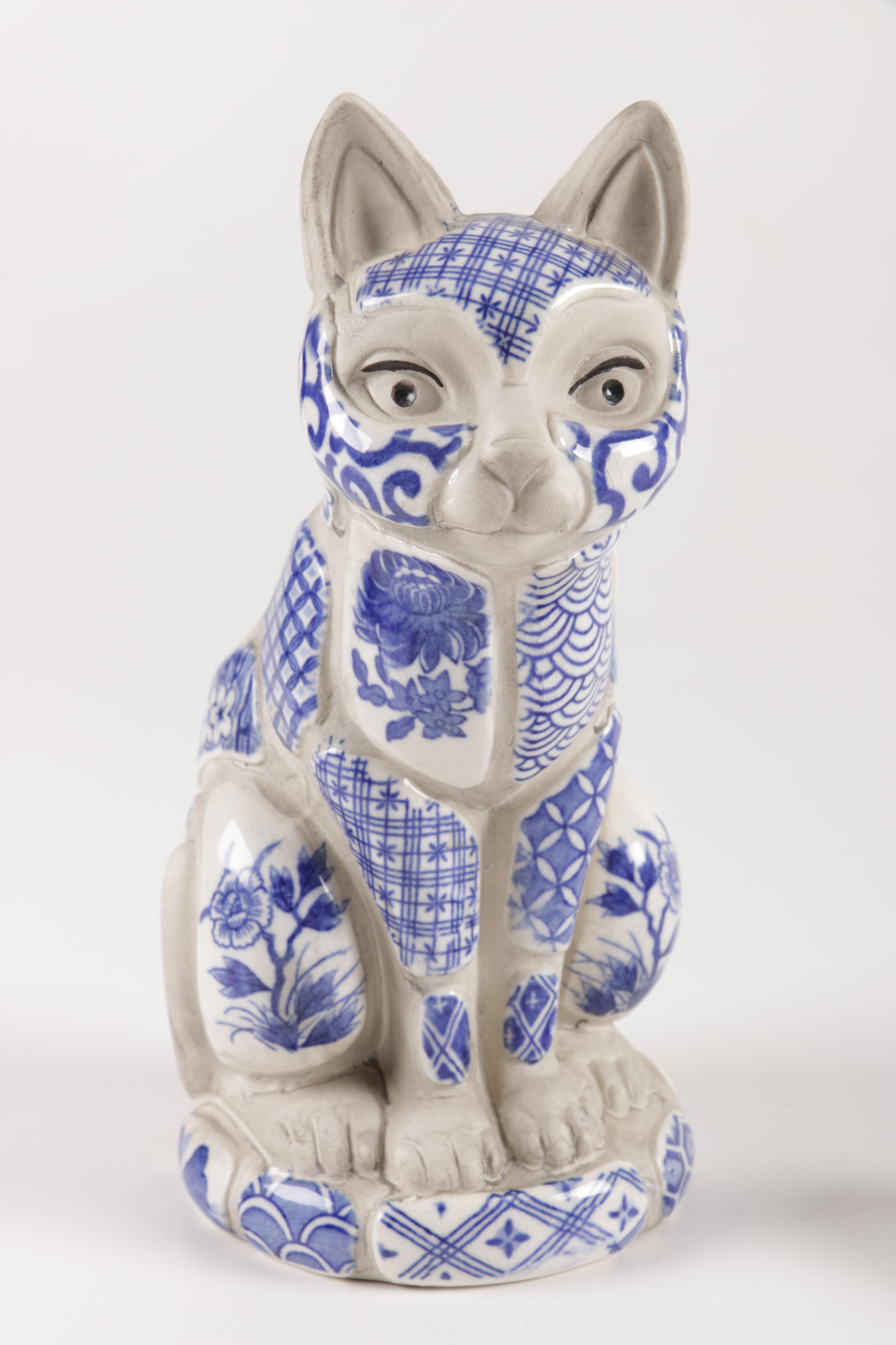 Cat Figurines and Teapot Including Herend