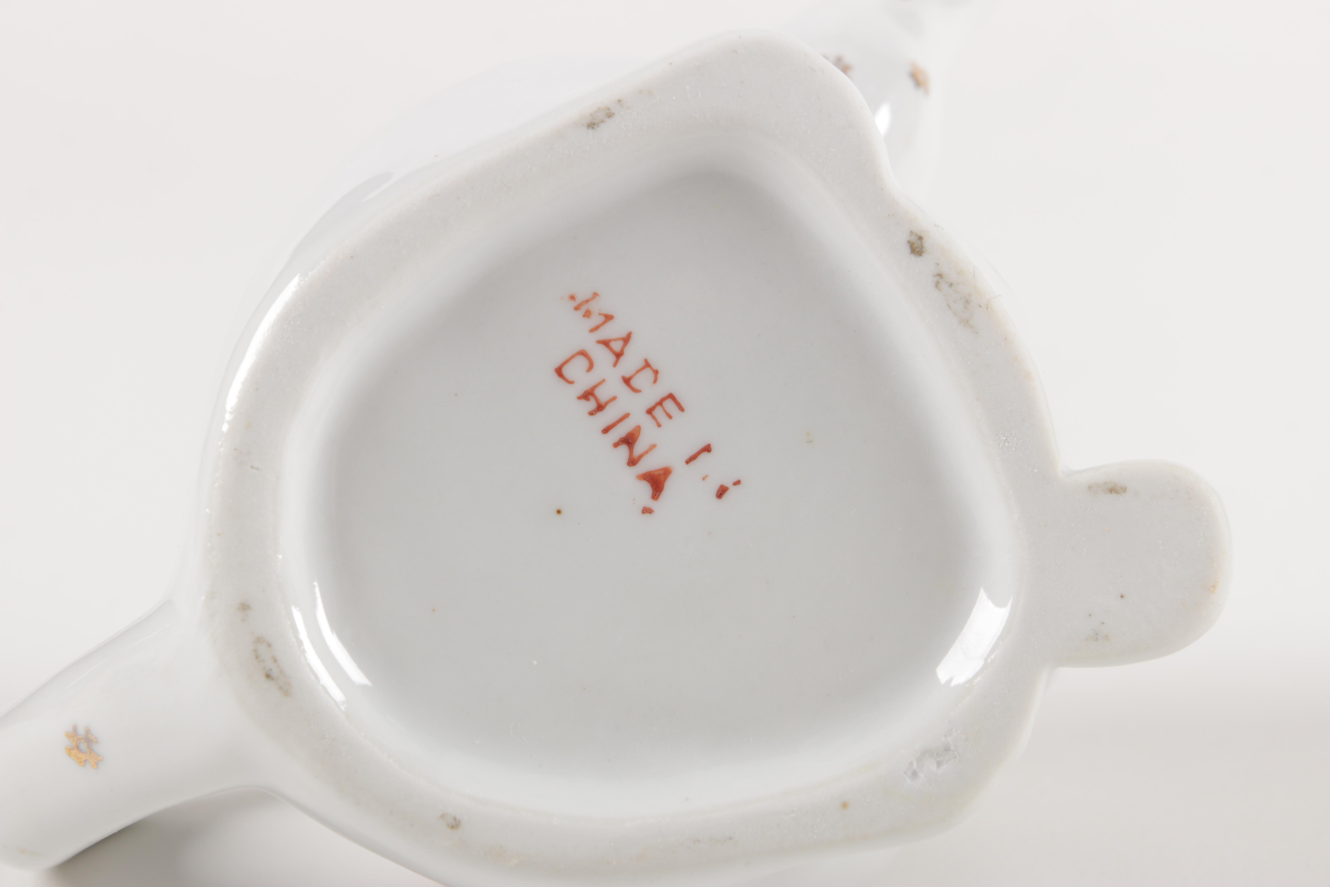 Cat Figurines and Teapot Including Herend