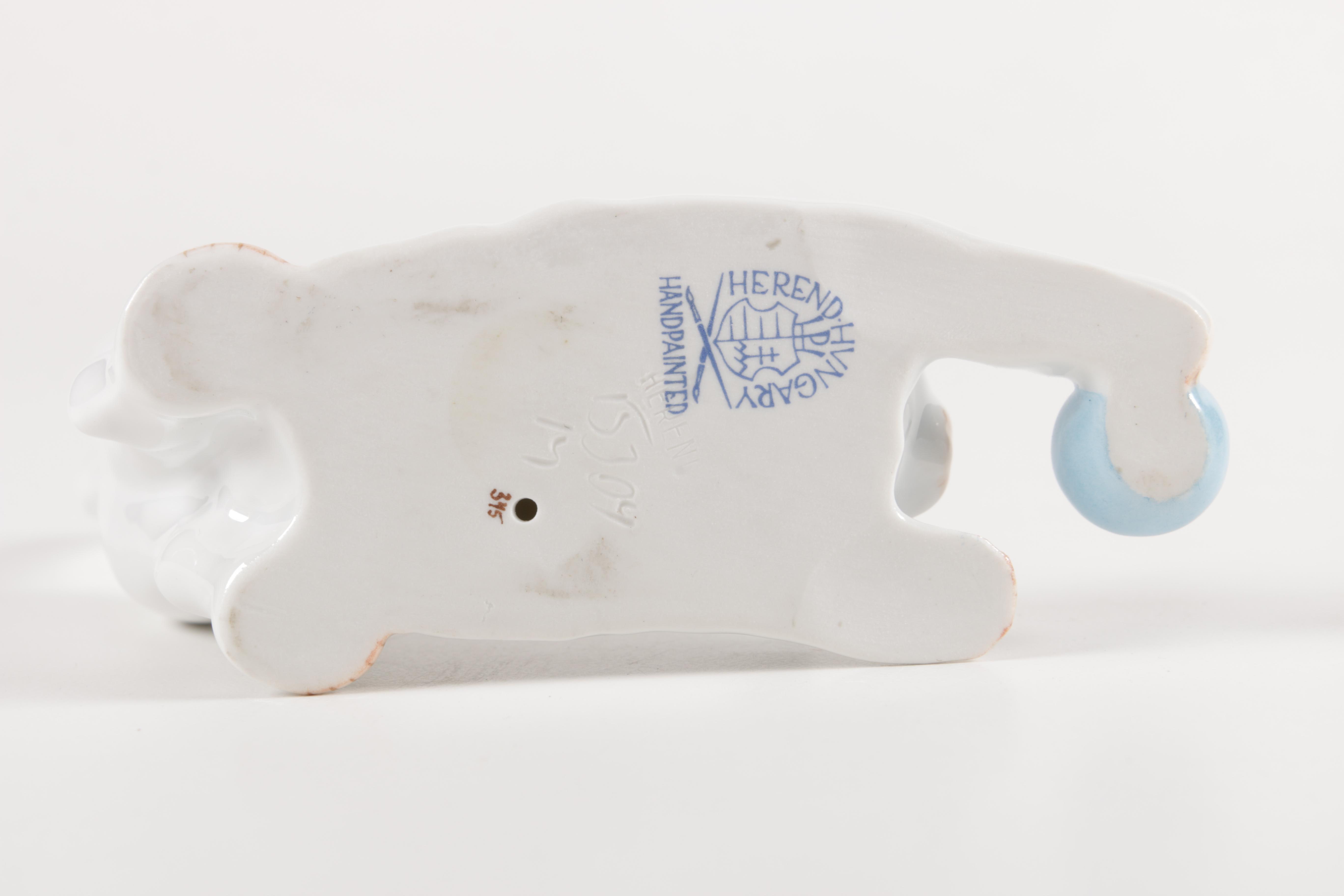 Cat Figurines and Teapot Including Herend