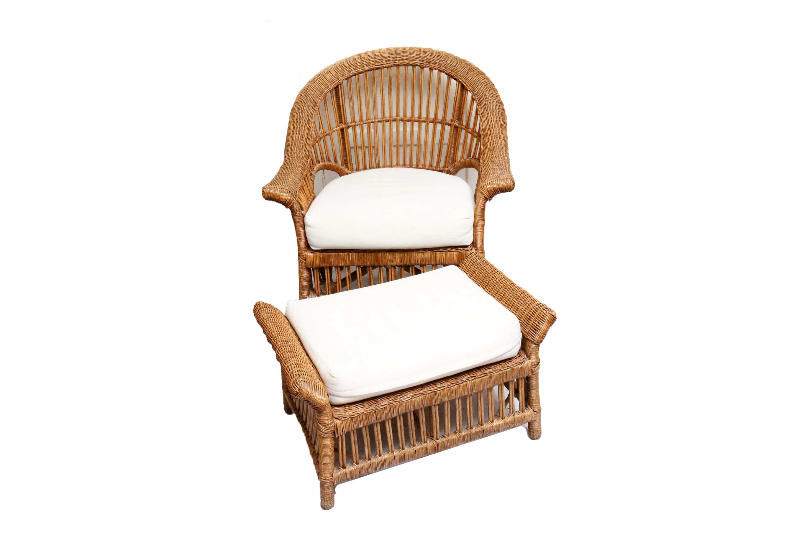 Wicker Chair and Matching Ottoman