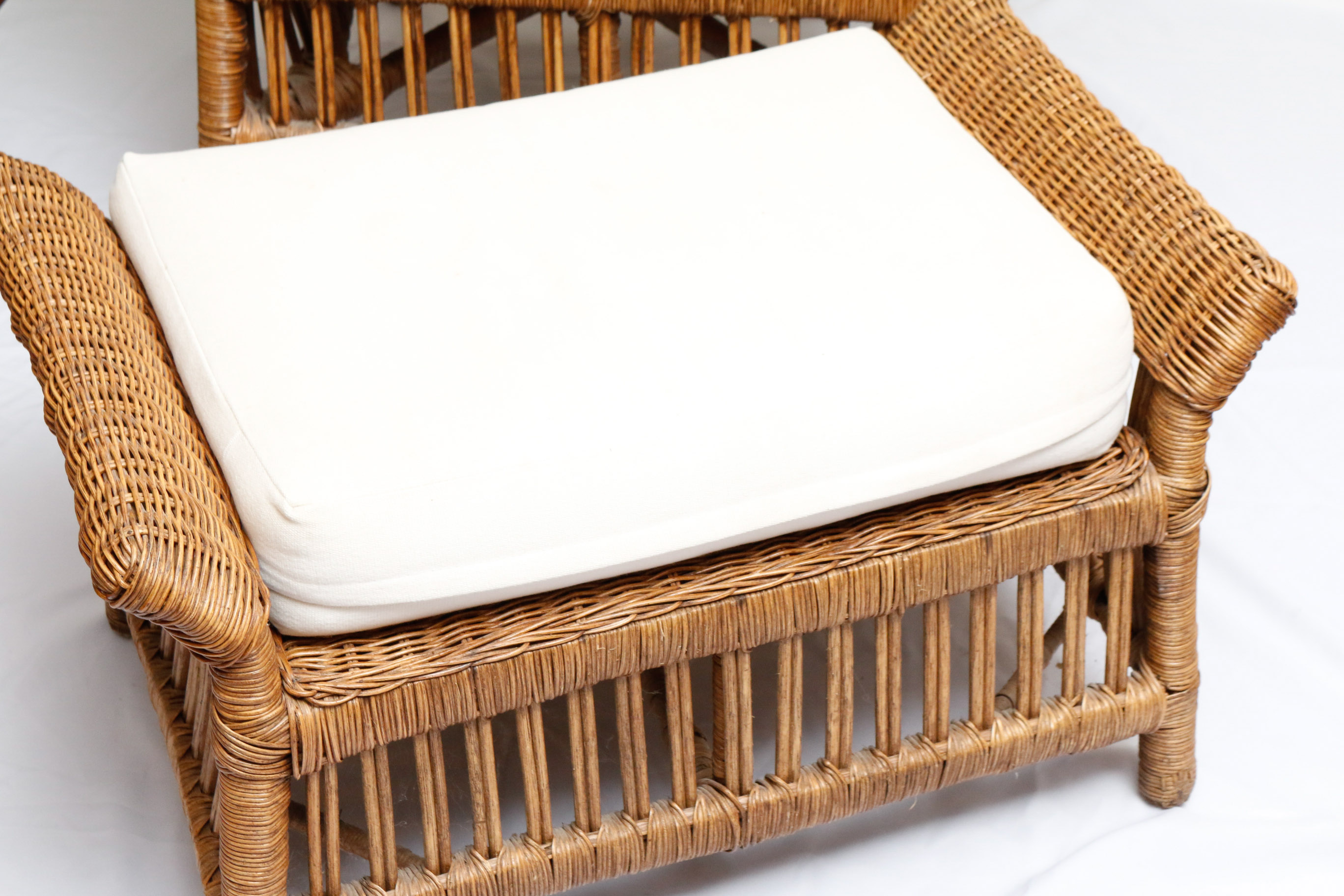 Wicker Chair and Matching Ottoman