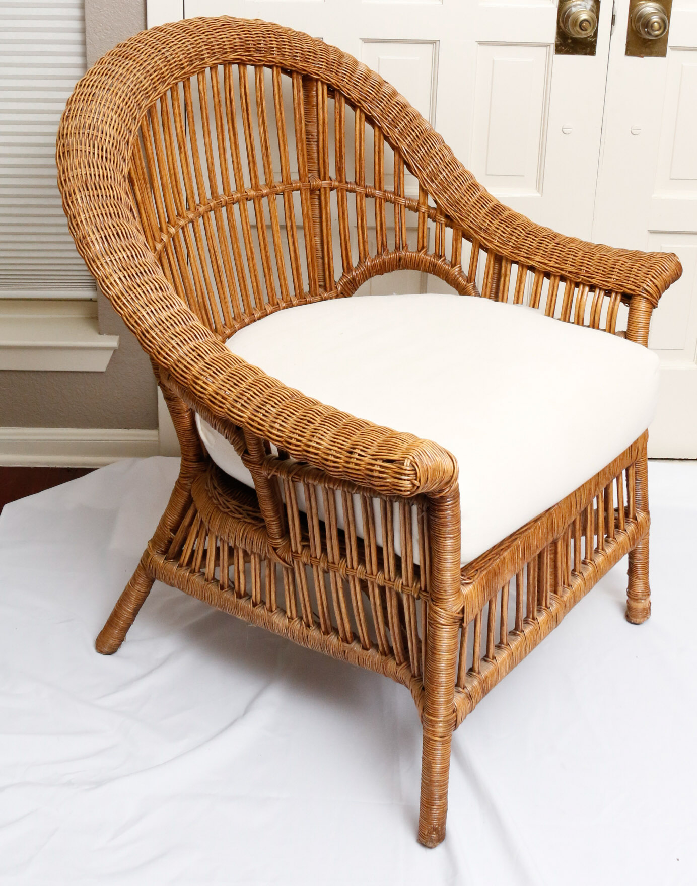 Wicker Chair and Matching Ottoman