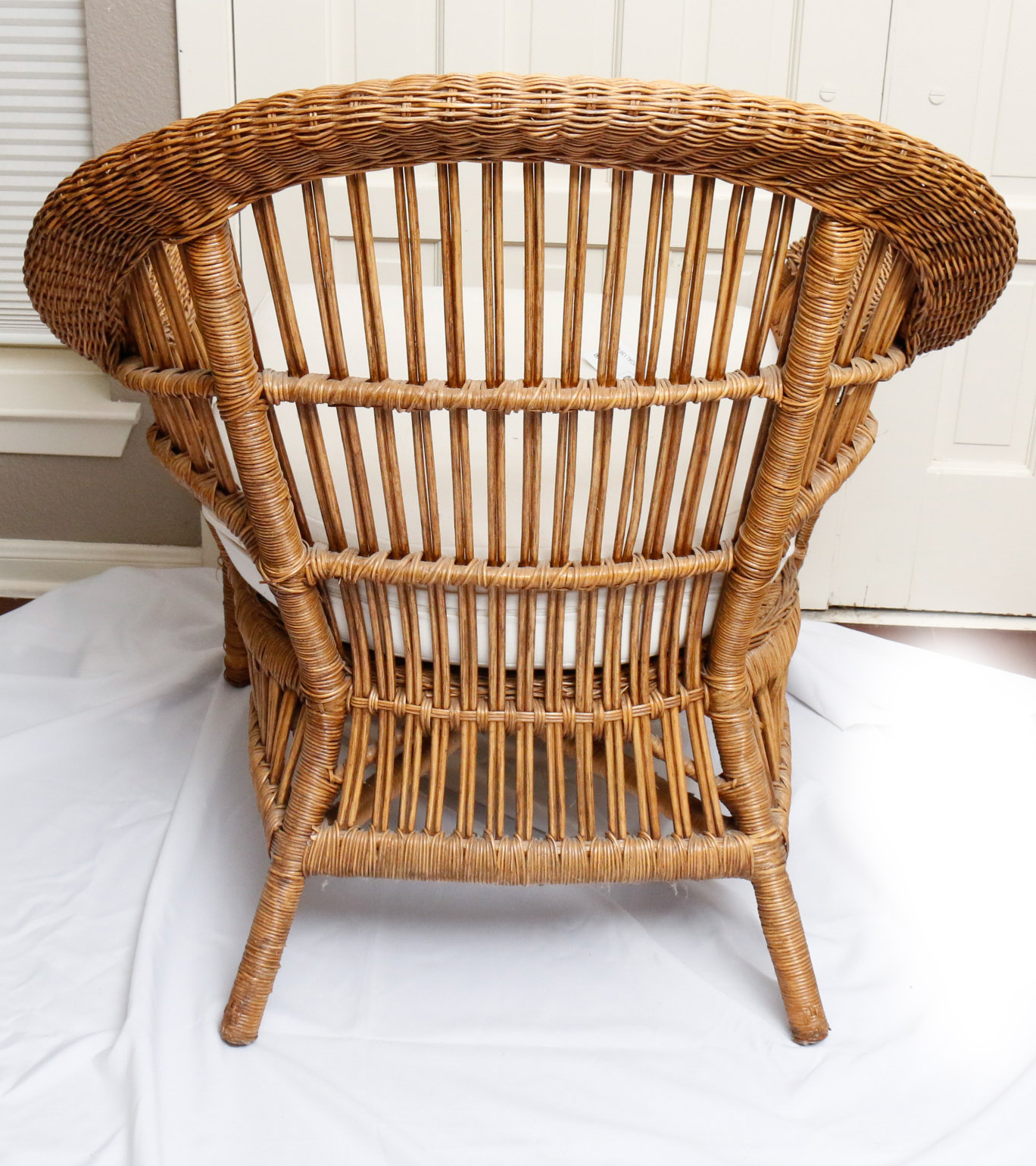 Wicker Chair and Matching Ottoman