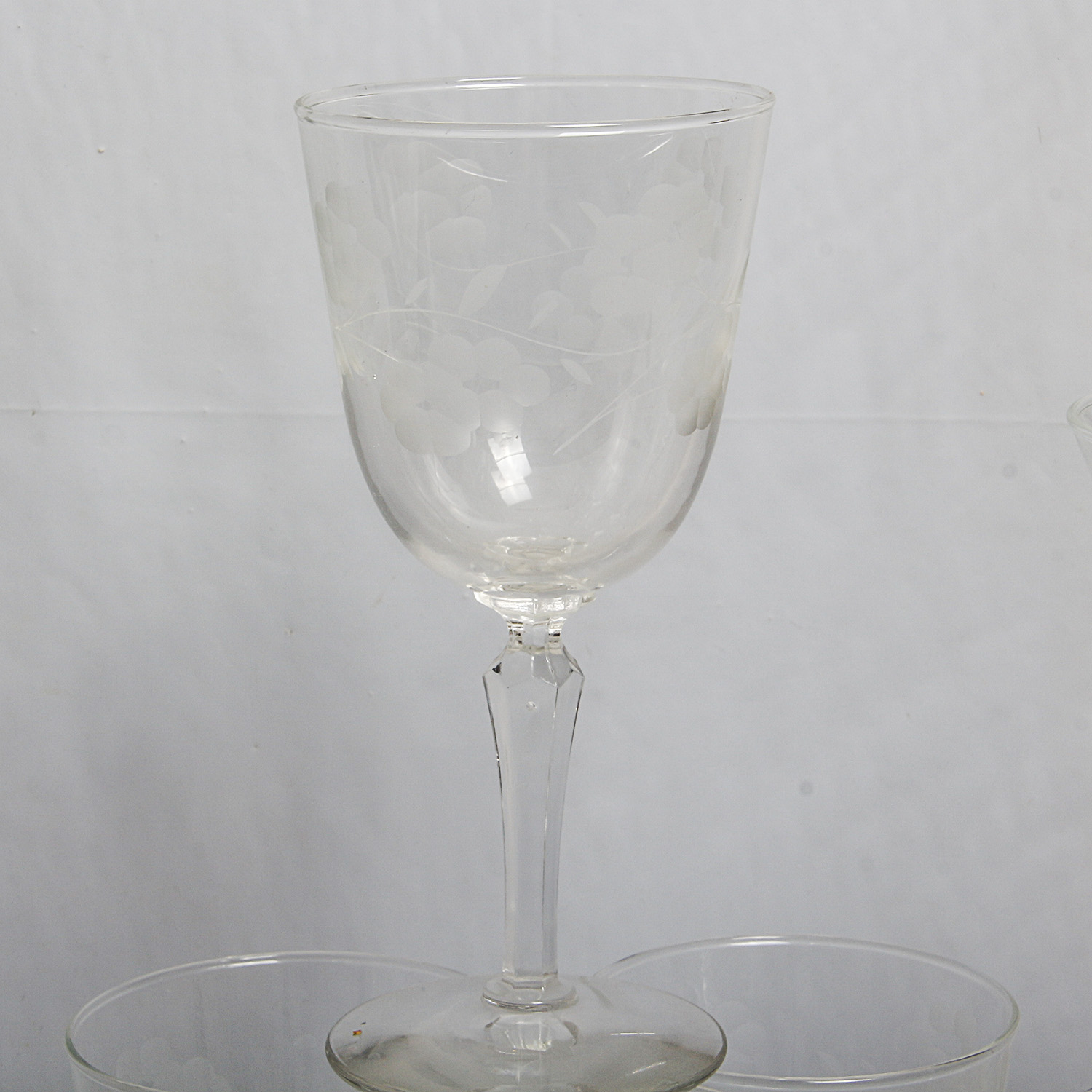 Collection of Etched Floral Stemware