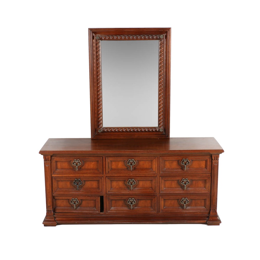 Vintage Spanish Revival Style Dresser With Mirror by Drexel