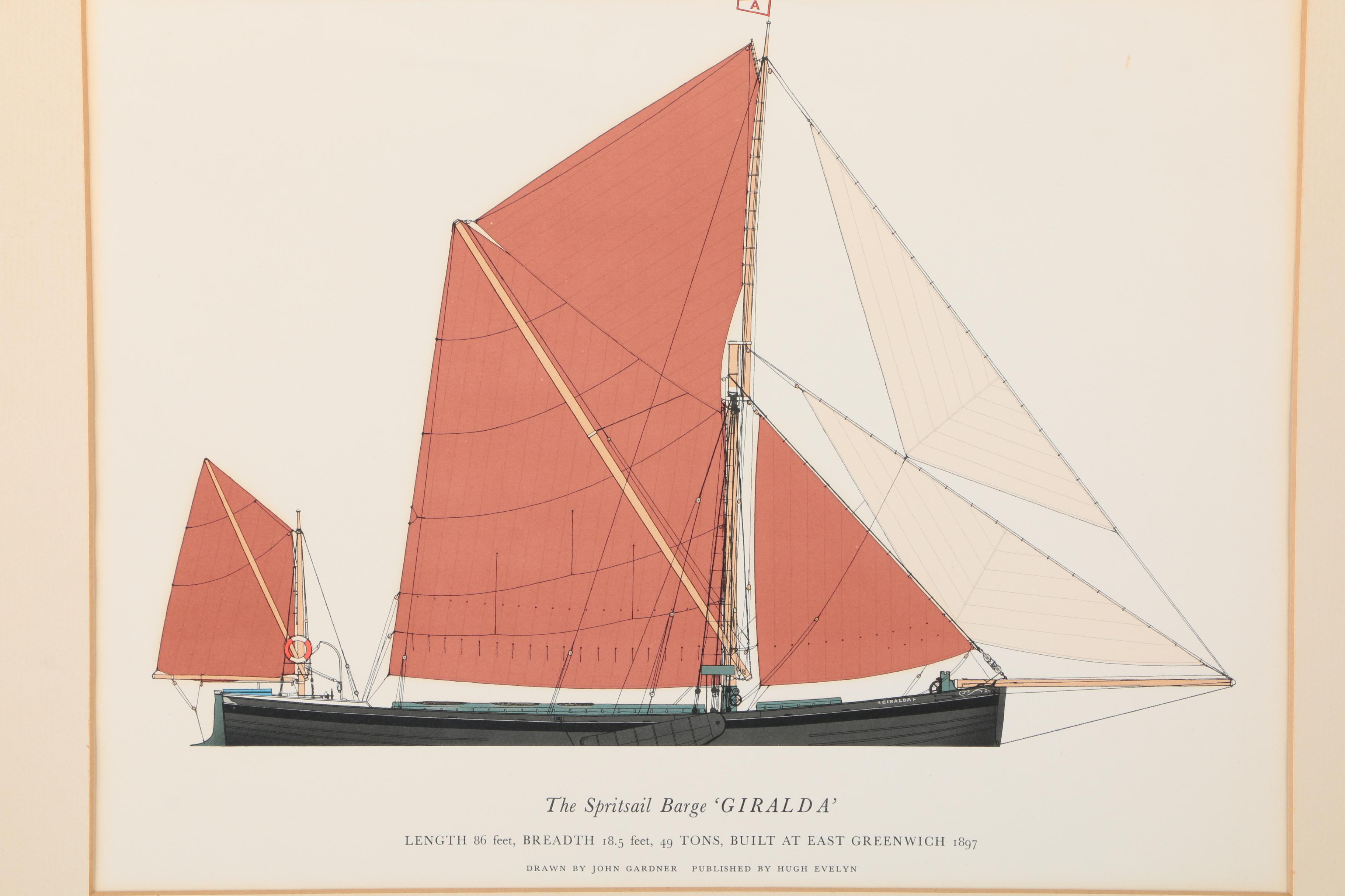 Color Lithograph After John Gardner "The Spritsail Barge 'Giralda'"