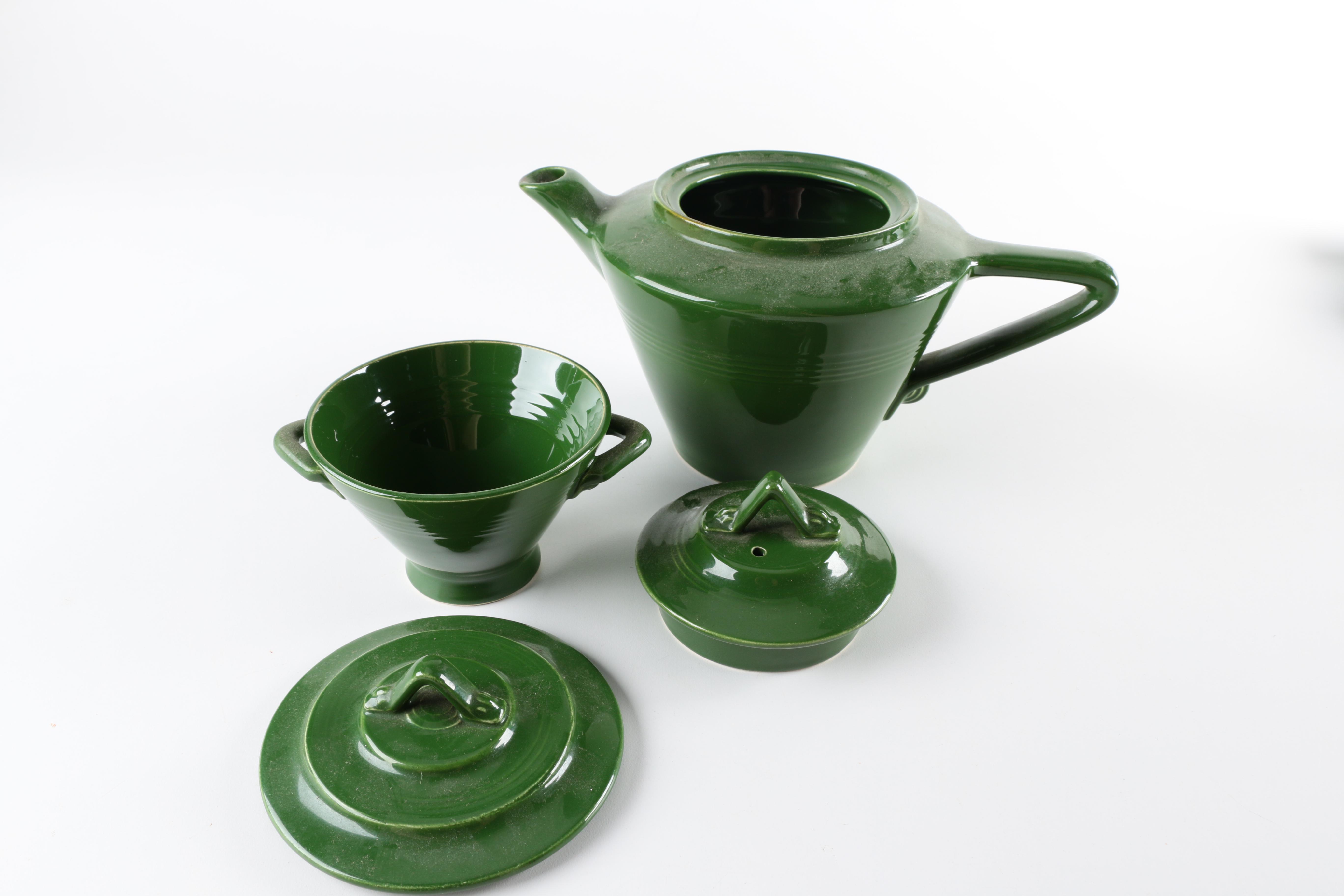 Vintage Homer Laughlin "Harlequin" Green Ceramic Tableware