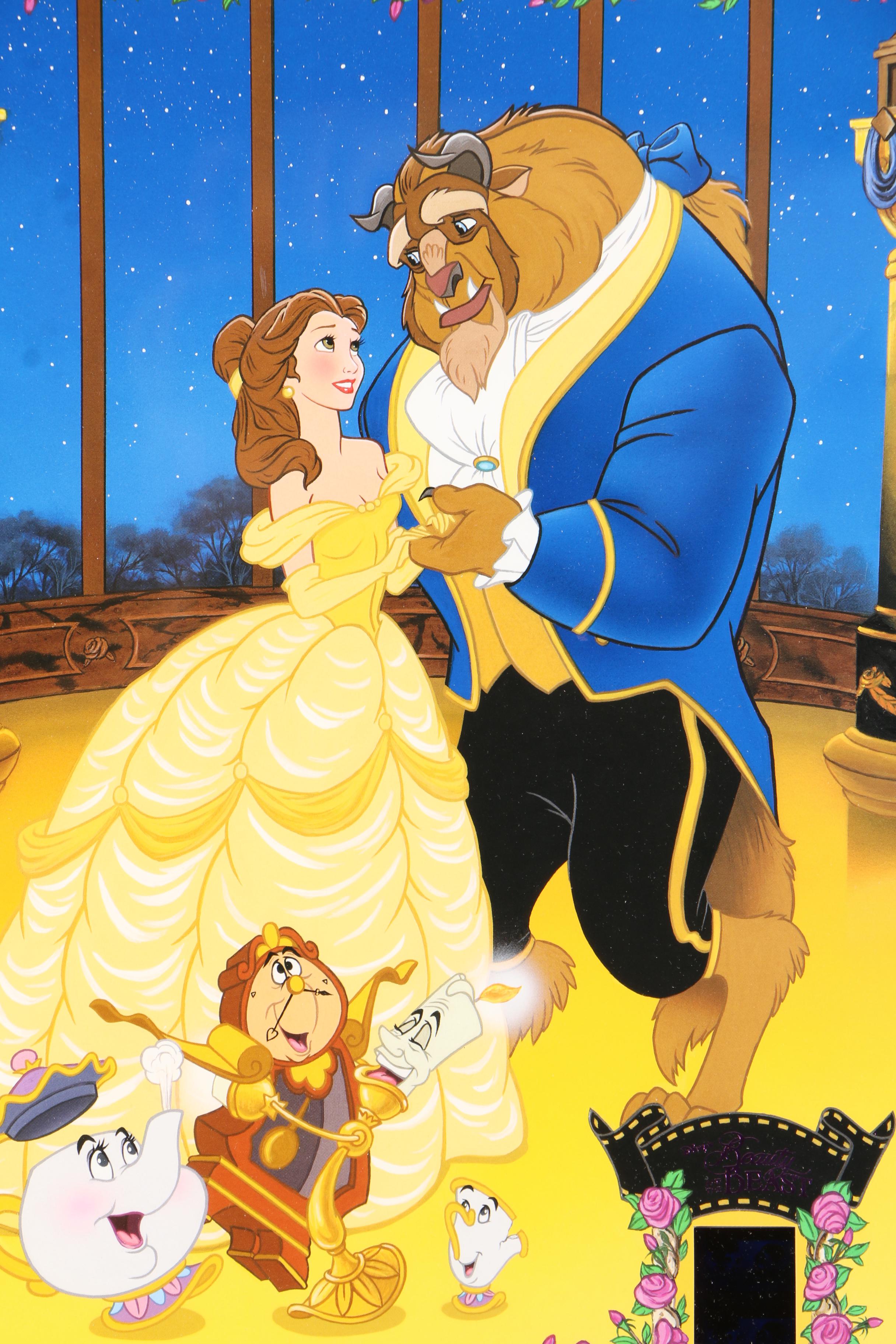 Disney's Limited Edition Lithograph With Lighted Film Cel "Beauty and the Beast"