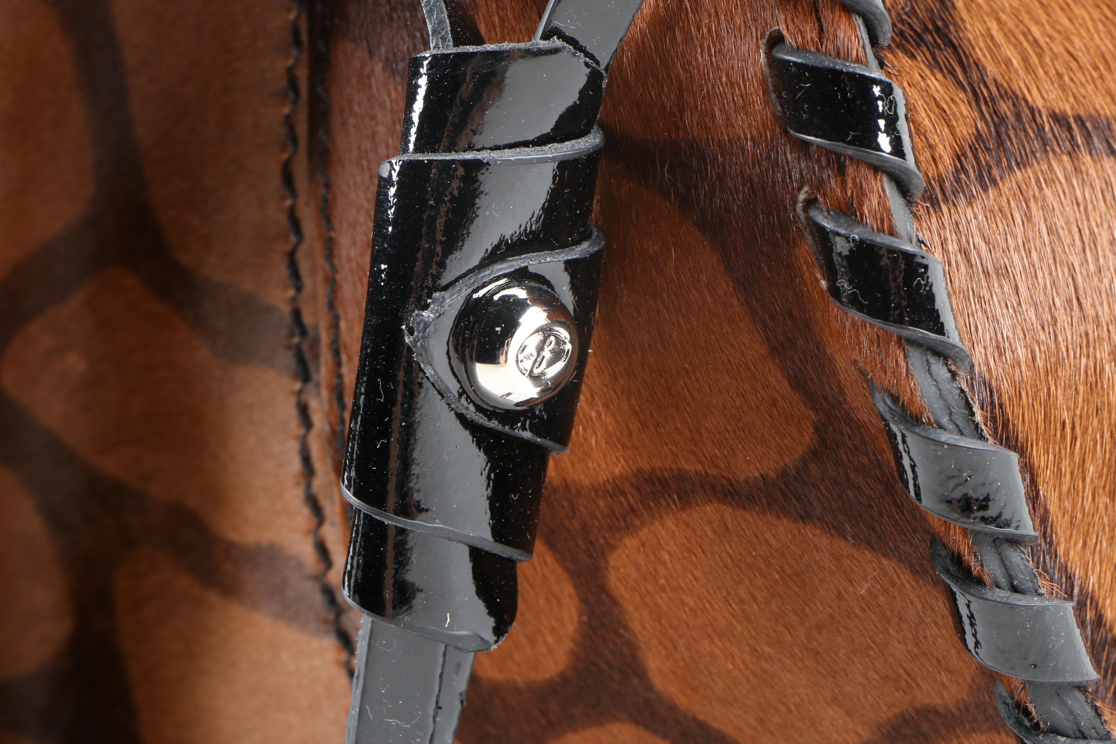 Francesco Biasia Calf Hair and Patent Leather Handbag