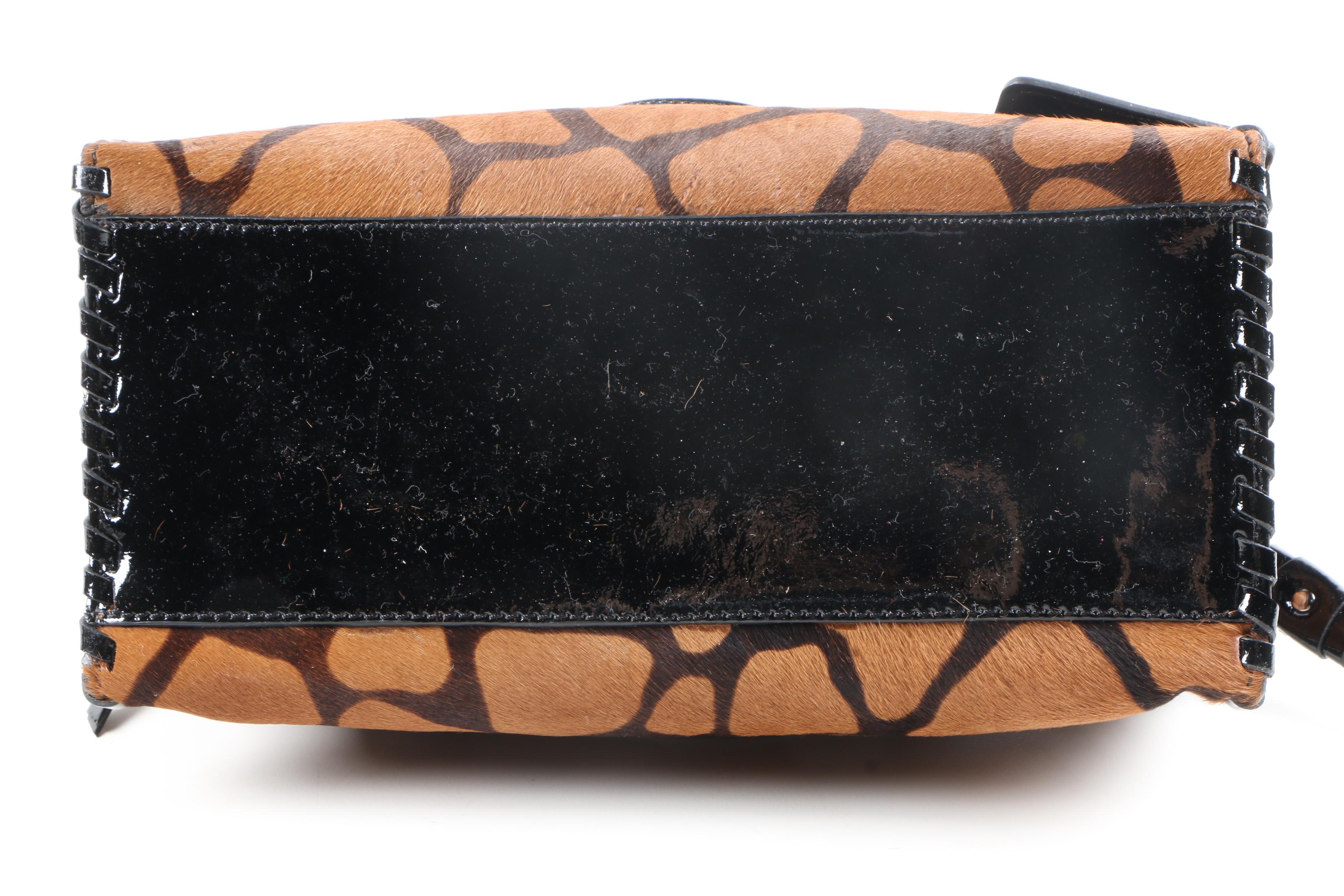 Francesco Biasia Calf Hair and Patent Leather Handbag