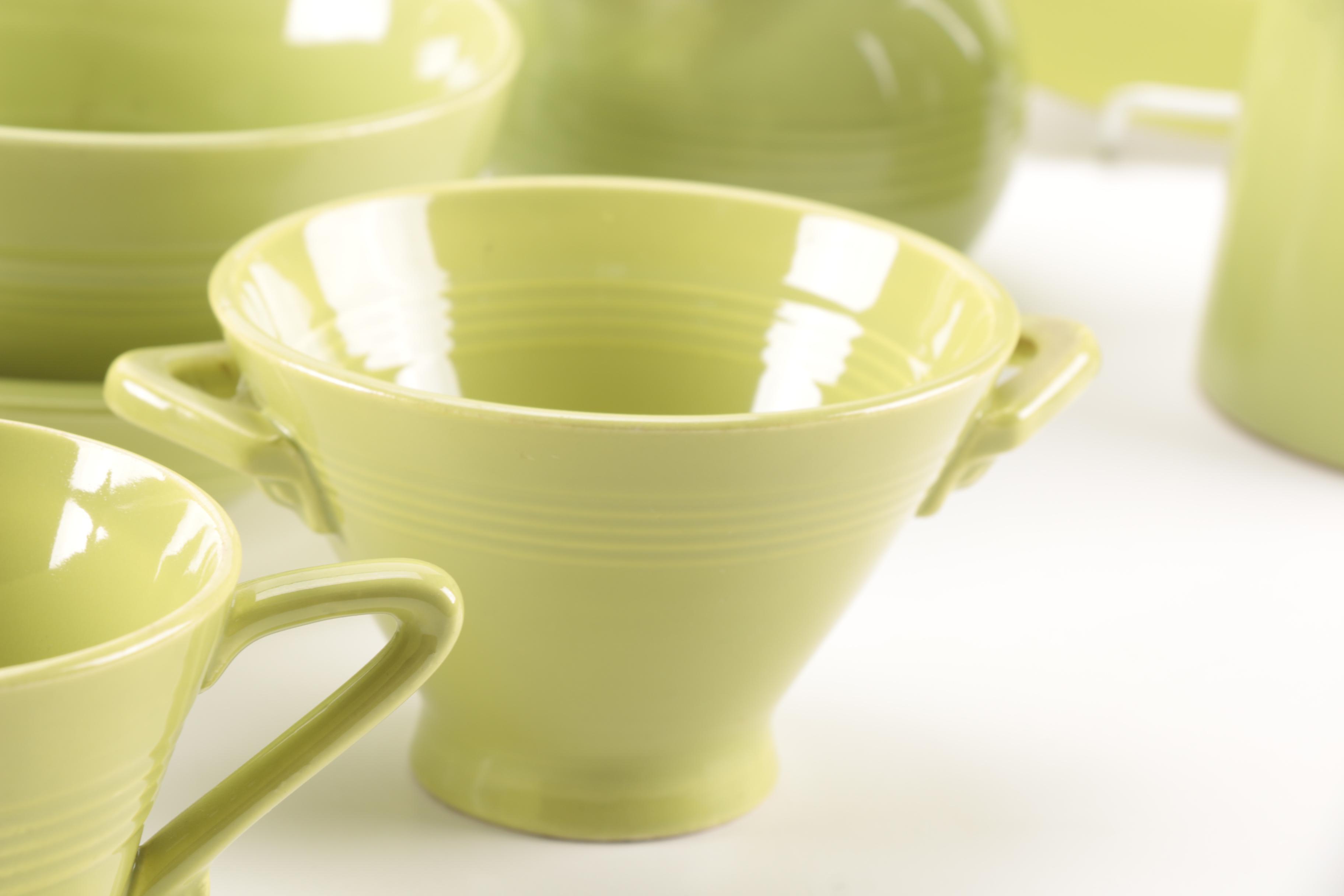 Set of Homer Laughlin Vintage Harlequin Chartreuse China